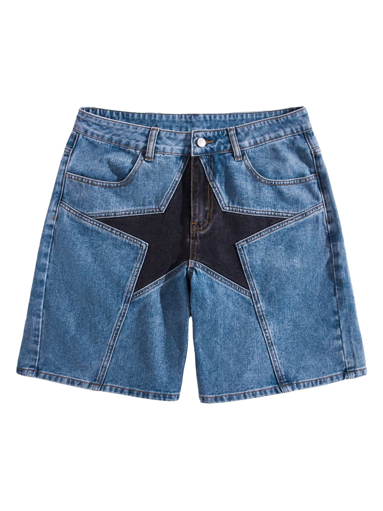 Verdusa Women's Star Print Denim Shorts - Trendy High Waisted Vintage Jeans Shorts for Casual Streetwear, Summer Outfits & Music Festivals