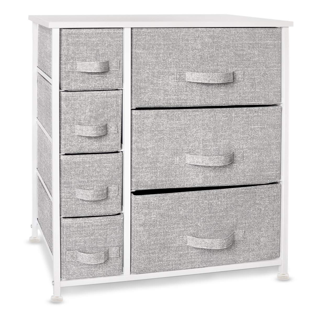 Bigroof 6-Drawer Dresser with Steel Frame & Wood Top - Fabric Storage Organizer for Bedroom, Bathroom, Closet - Perfect for Clothing, Blankets, Plush Toys & Home Organization (White/Gray)