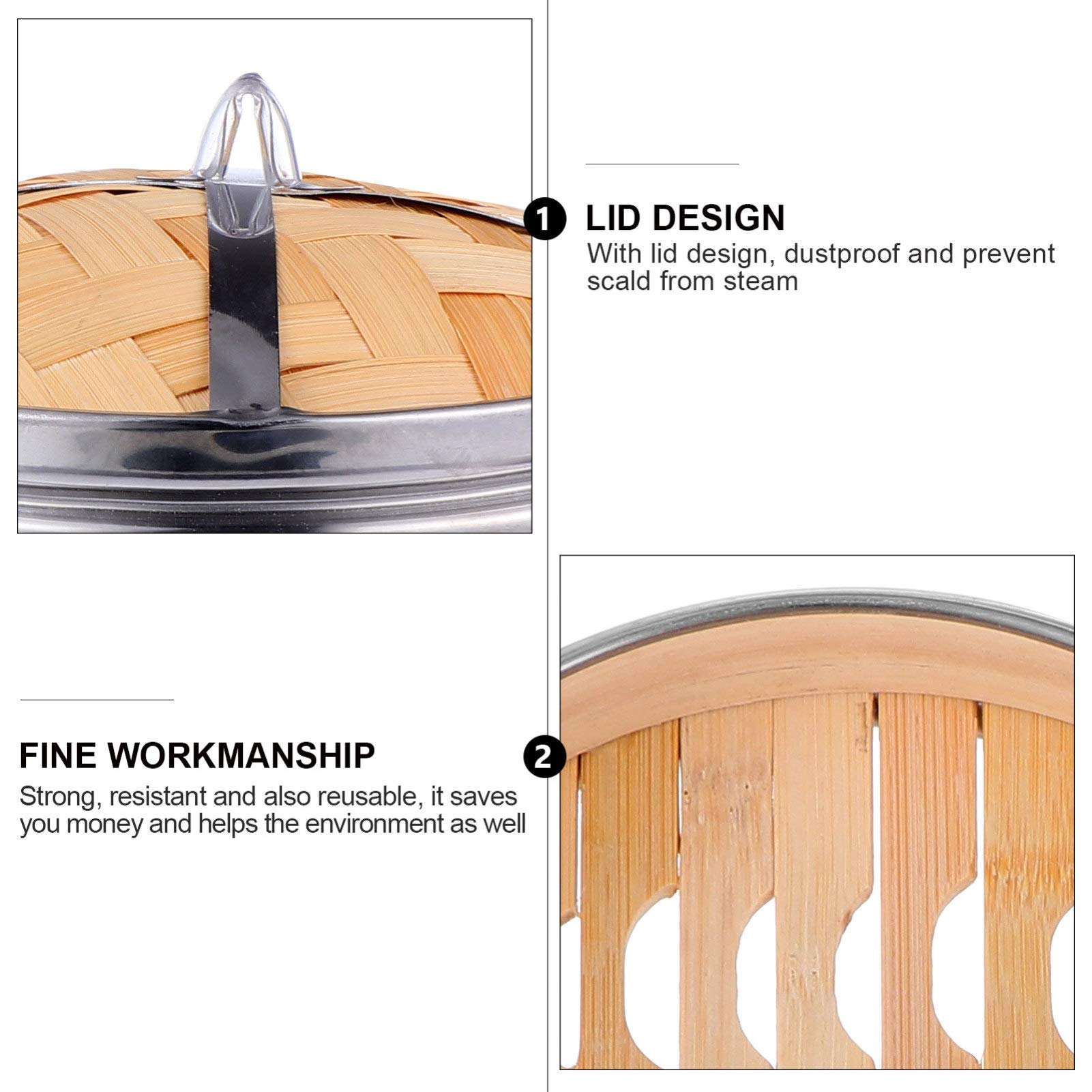 Yardwe Steamer Basket with Lid - Kitchen Gadget for Healthy Cooking