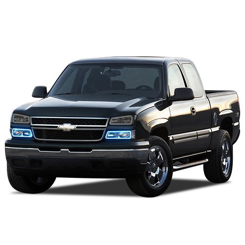 Flashtech LED RGB Multi-Color Halo Ring Headlight Kit with Bluetooth RF Remote & App Control - Compatible with Chevrolet Silverado 2003-2006 - Upgrade Your Truck Lighting for Night Driving & Custom Styling