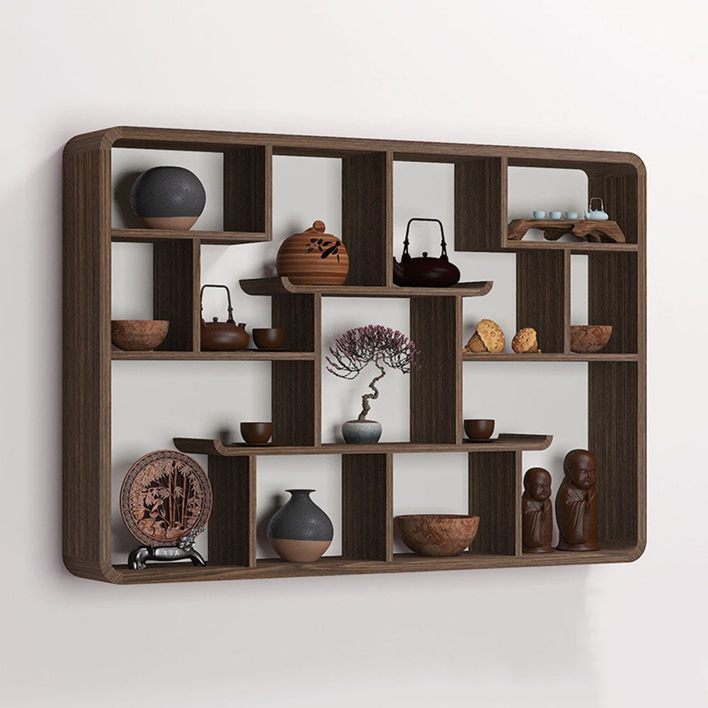PANGA PANGA Wall Mounted Curio Display Cabinet - Elegant Glass Shelving for Collectibles & Home Decor