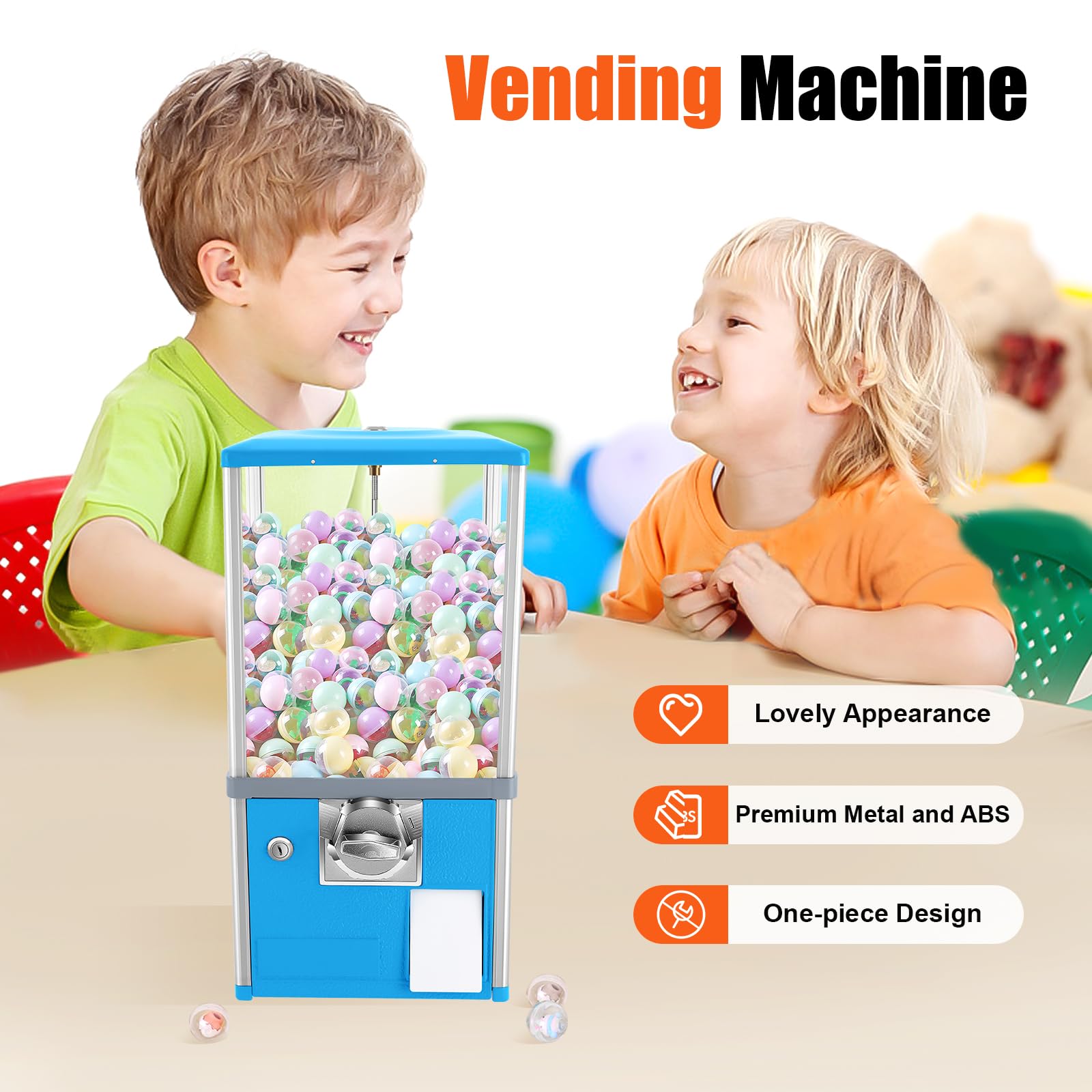 25 Cent Coin Operated Vending Machine - Large Capacity Bubble Capsule Toy & Candy Dispenser for Game Stores, Retail Stores - Perfect for Arcades, Malls, and Family Entertainment Centers