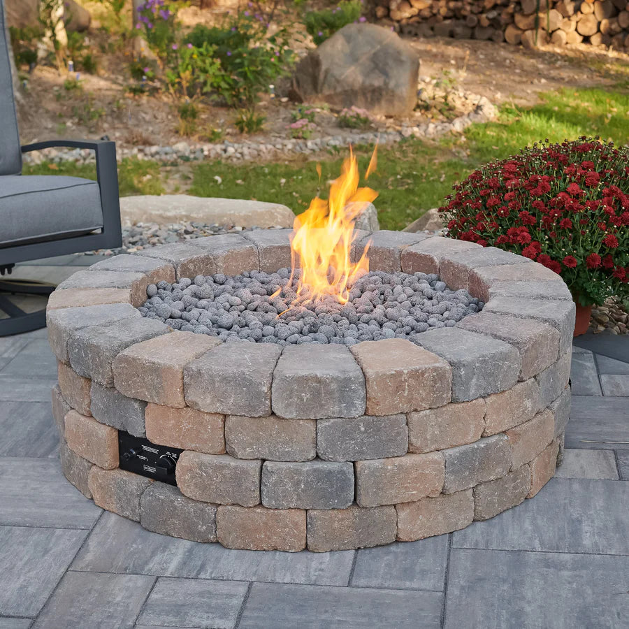 Bronson Block Gas Fire Pit Kit by The Outdoor Greatroom Company - Outdoor Patio, Backyard, and Garden Fire Pit for Cozy Gatherings & Relaxation
