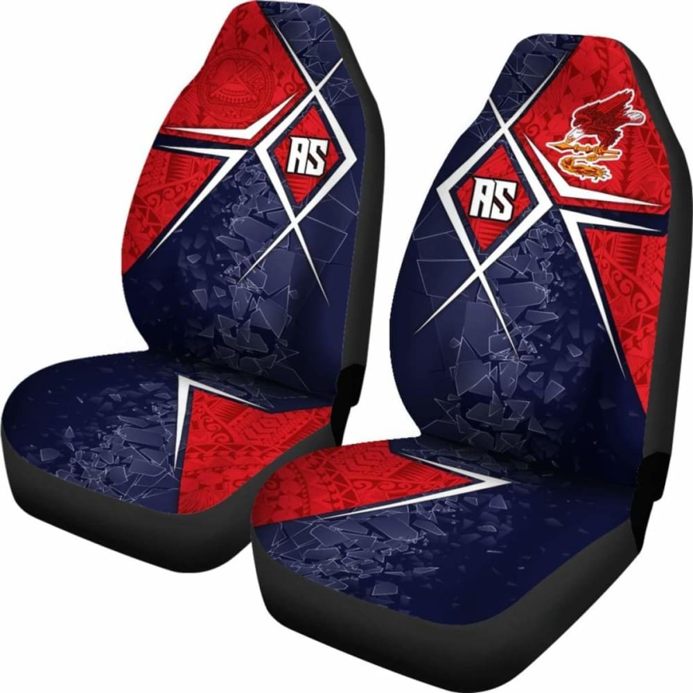 American Samoa Car Seat Covers - USA Flag & Polynesian Pattern Design | Durable & Stylish for Trucks, SUVs & Sedans | Perfect for Travel, Commuting & Island-Themed Decor
