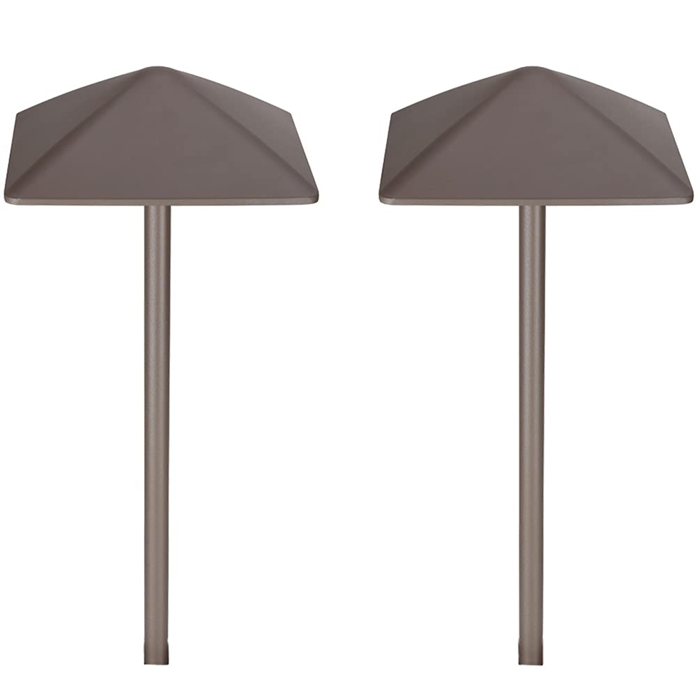 Low Voltage Outdoor Pathway Lights - 12V Cast Aluminum Landscape Lighting for Garden, Yard & Walkway, Includes Replaceable G4 LED Bulb (2-Pack, Bronze Square Hat Design) - Perfect for Driveway, Patio & Backyard Illumination