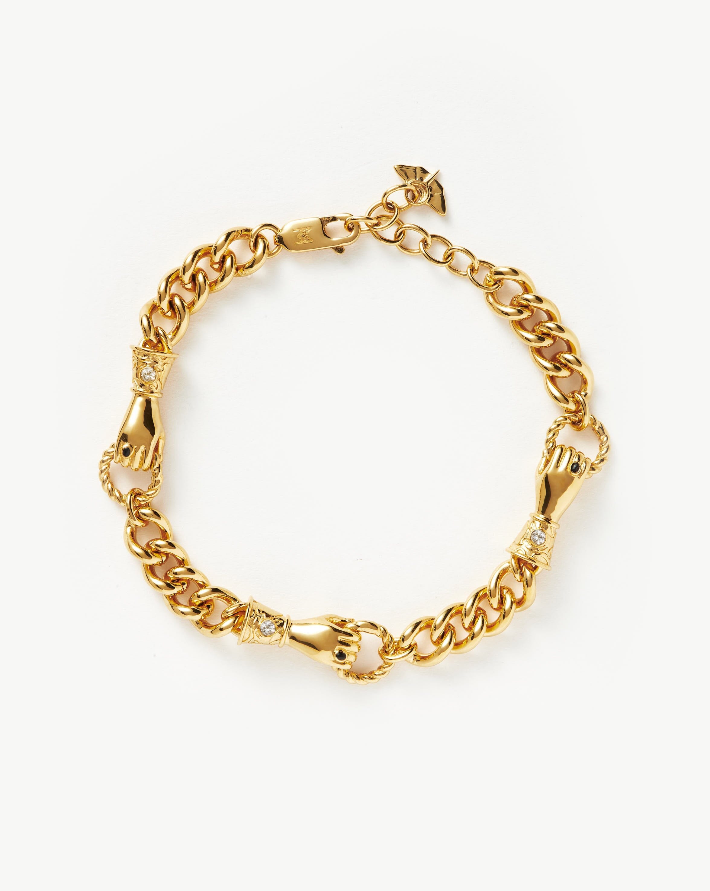 Harris Reed In Good Hands Charm Bracelet - 18k Gold Plated with Black Onyx & Pearl | Elegant Jewelry for Women, Gift for Her, Perfect for Parties, Weddings & Special Occasions