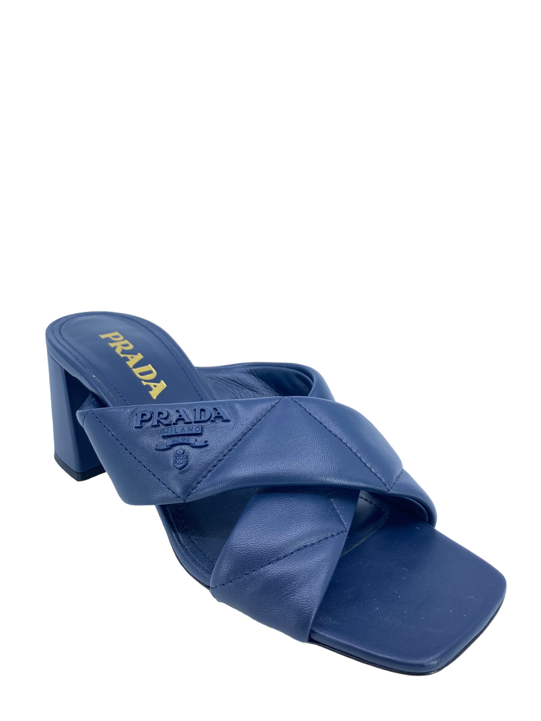 Prada Baltico Quilted Leather Strap Mule Shoes Size 7.5 for Women | Luxury Designer Slip-On Mules for Casual Wear & Office Outfits