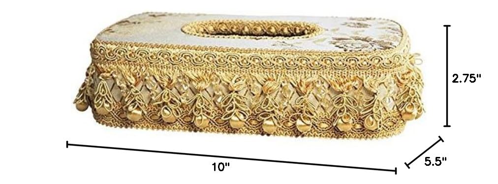 Elegant Gold Links Decorative Tissue Box Cover - Luxury Home Decor for Living Room, Bedroom & Bathroom