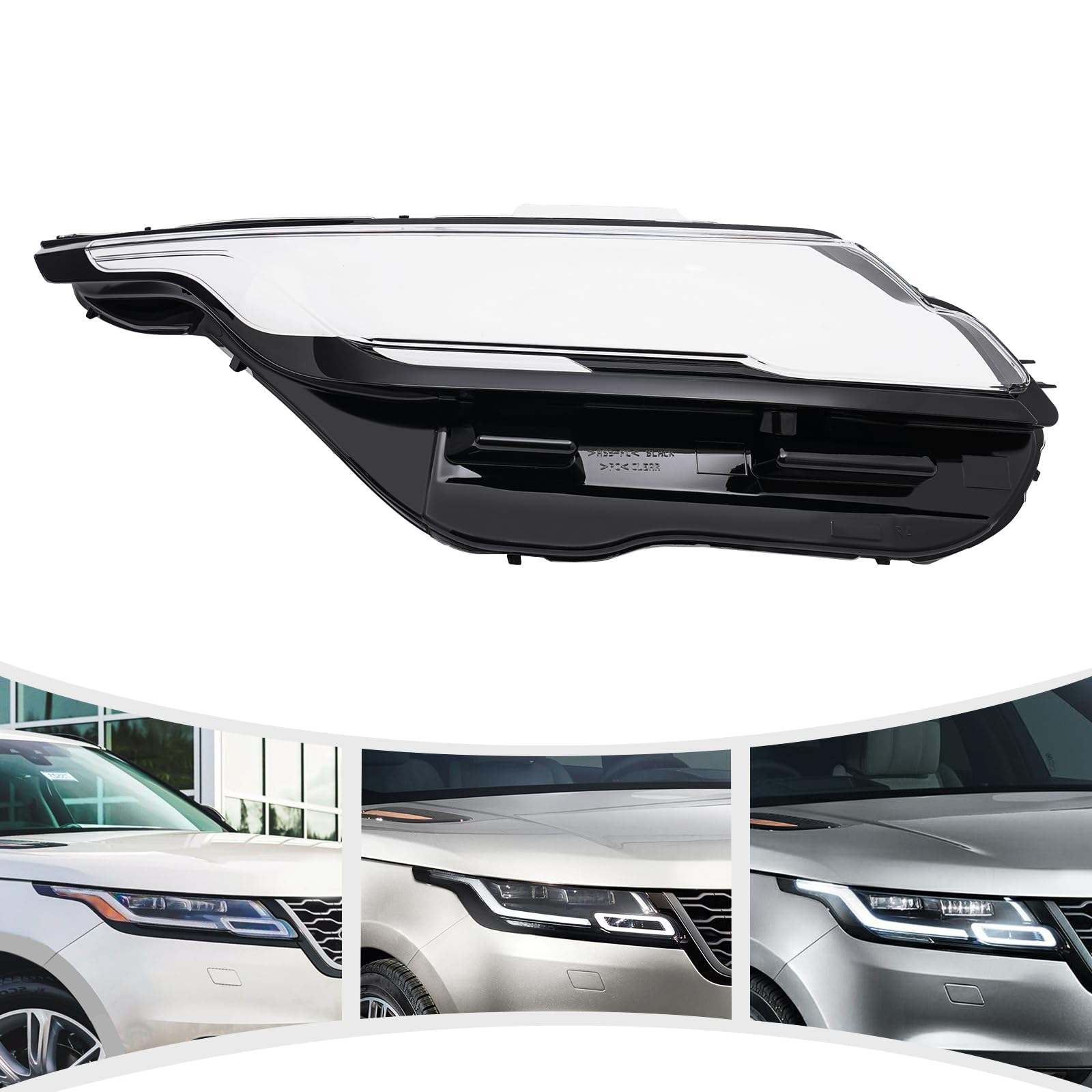 2017-2024 Range Rover Velar Passenger Side (RH) Headlight Lens Cover - Durable Headlamp Protection Guard for Off-Road & Daily Driving