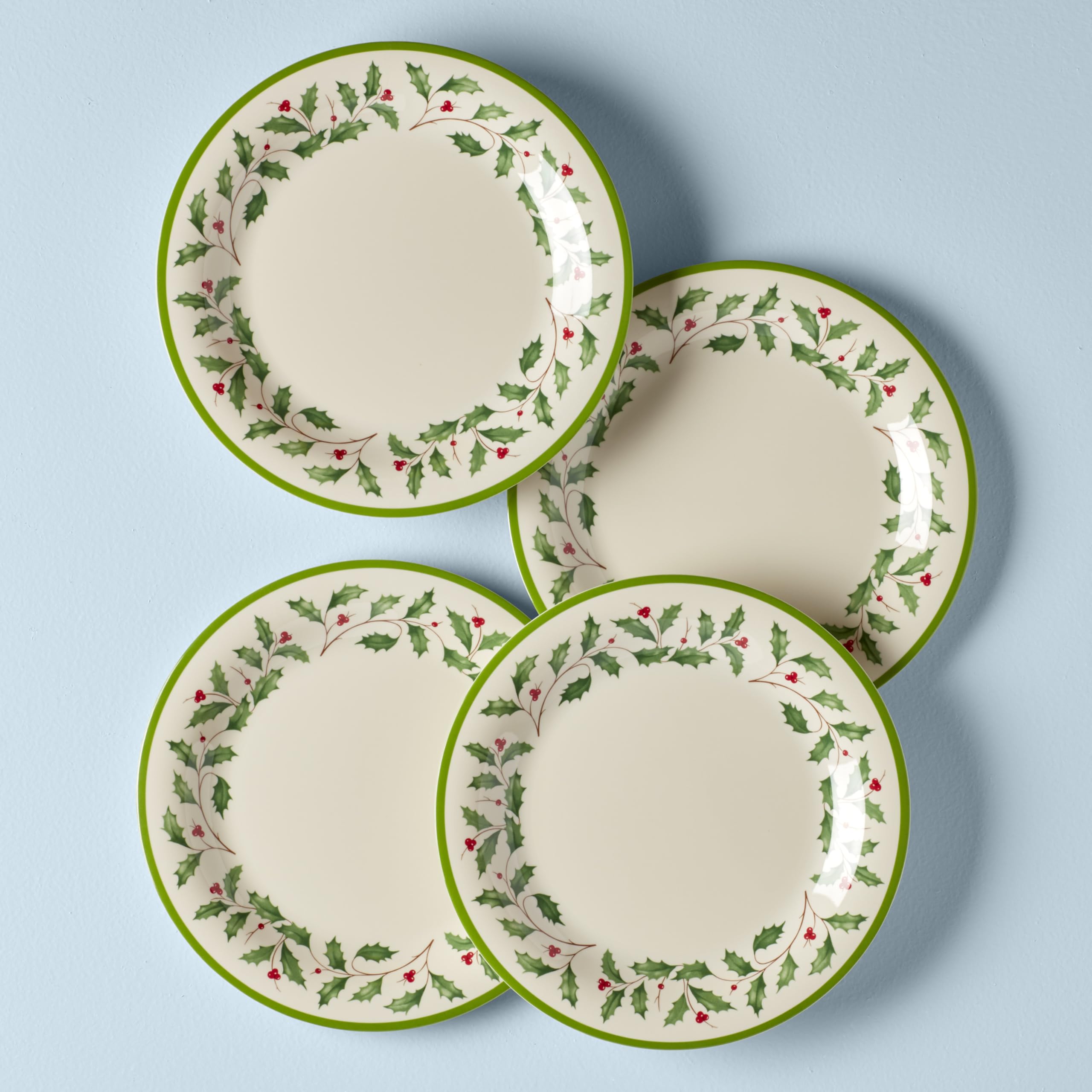Lenox 863669 Holiday 4-Piece Melamine Dinner Plate Set - Christmas Dinnerware for Festive Gatherings & Hosting - Perfect for Holiday Parties, Family Dinners & Special Occasions