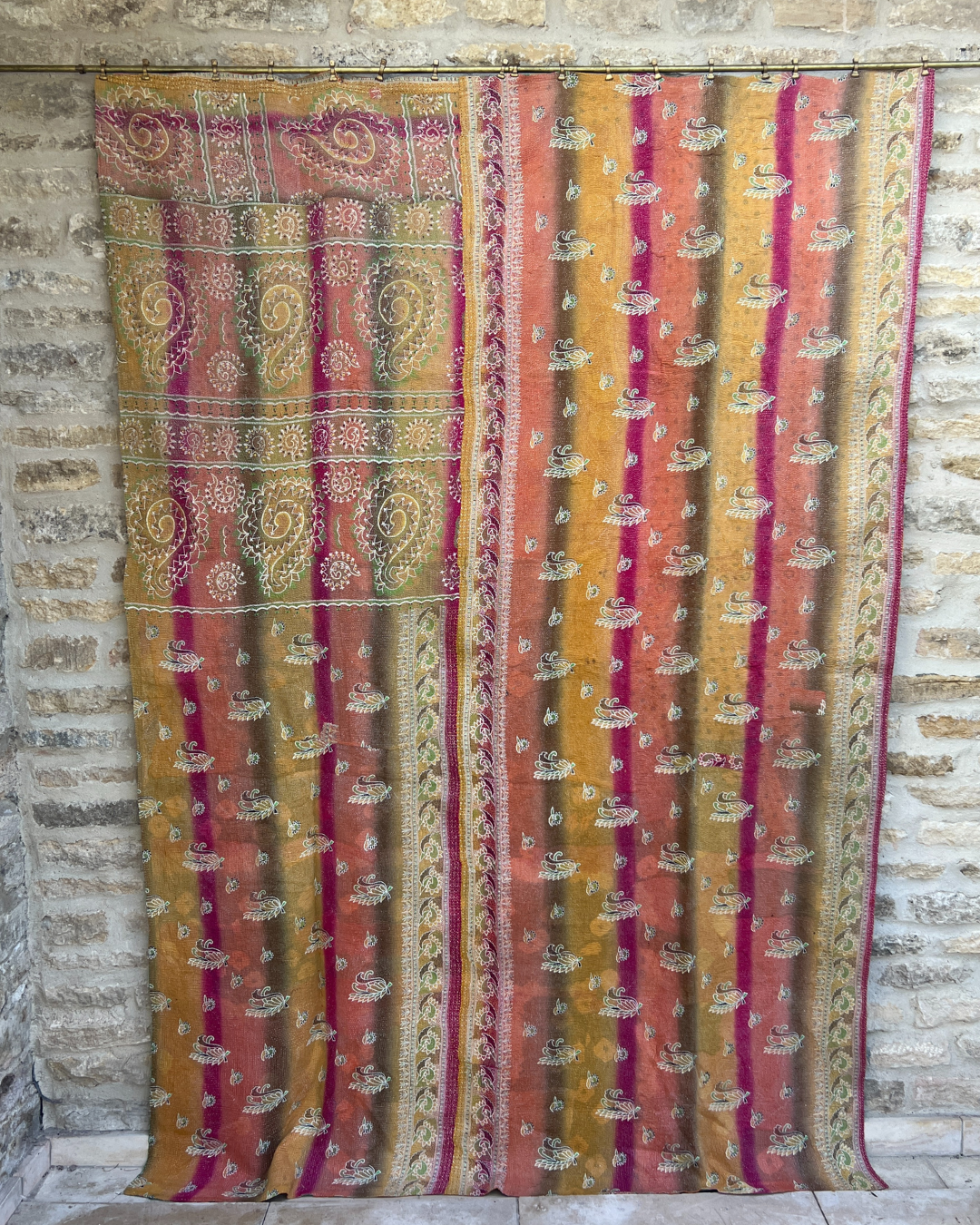Premium Midweight Kantha Quilt No. 782 - Handmade Cotton Bedspread for Cozy Home Decor | Perfect for Bedroom, Sofa & Boho Chic Styling