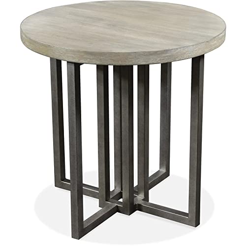 Adelyn Modern Contemporary Round Side Table in Crema Gray by Riverside Furniture - Perfect for Living Room, Bedroom, or Office Accent Table