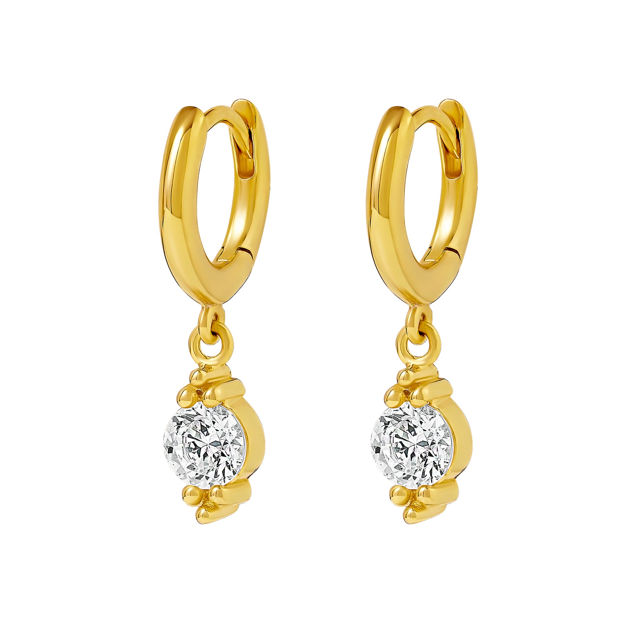 Glisten Crystal Huggie Earrings in Gold - Elegant Hoop Earrings for Women, Perfect for Everyday Wear, Parties & Special Occasions