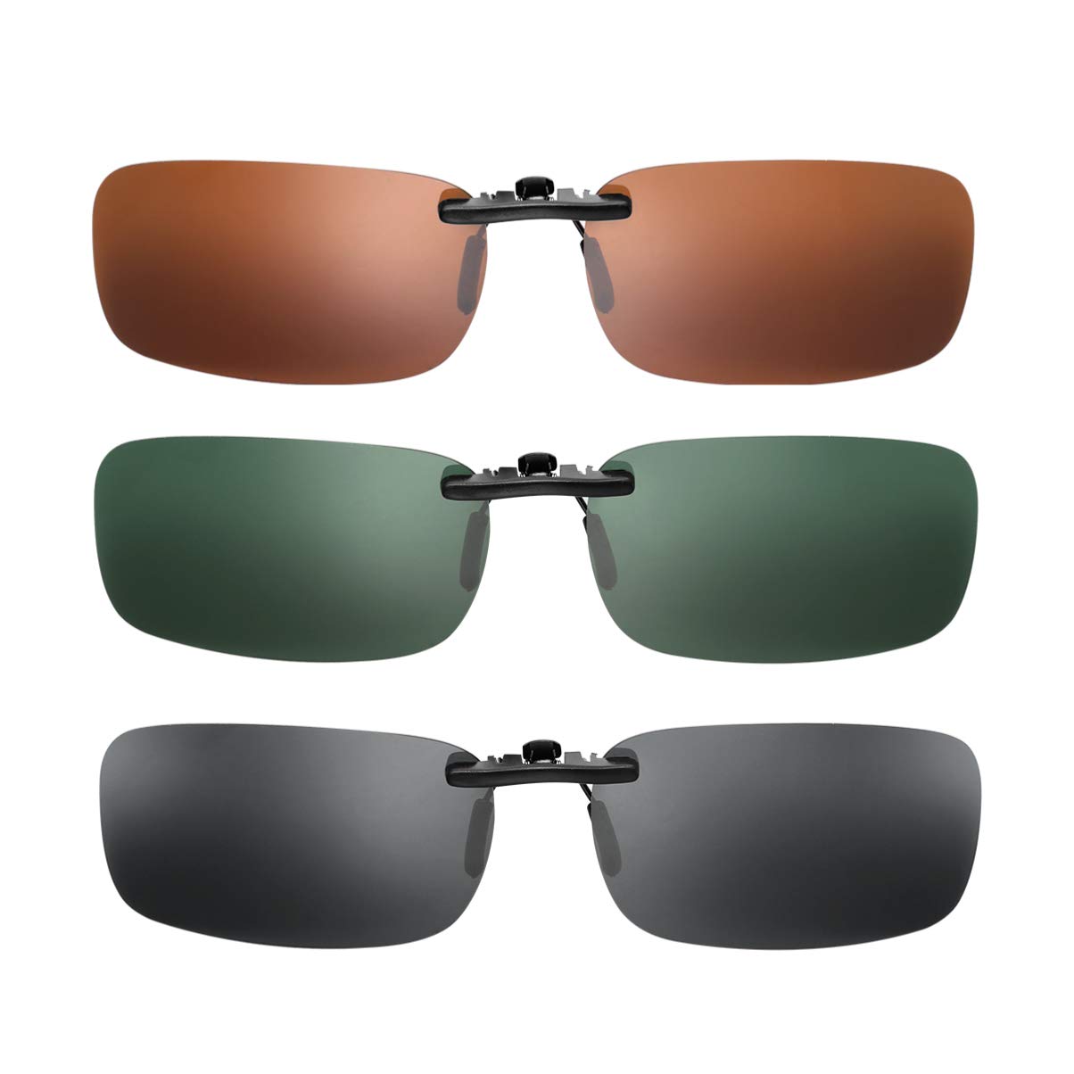 3PCS Polarized Clip-On Sunglasses for Prescription Glasses - Anti-Glare UV Protection Driving Glasses - Lightweight Rimless Clip-On Shades for Myopia & Reading Glasses - Perfect for Driving, Outdoor Sports & Daily Use
