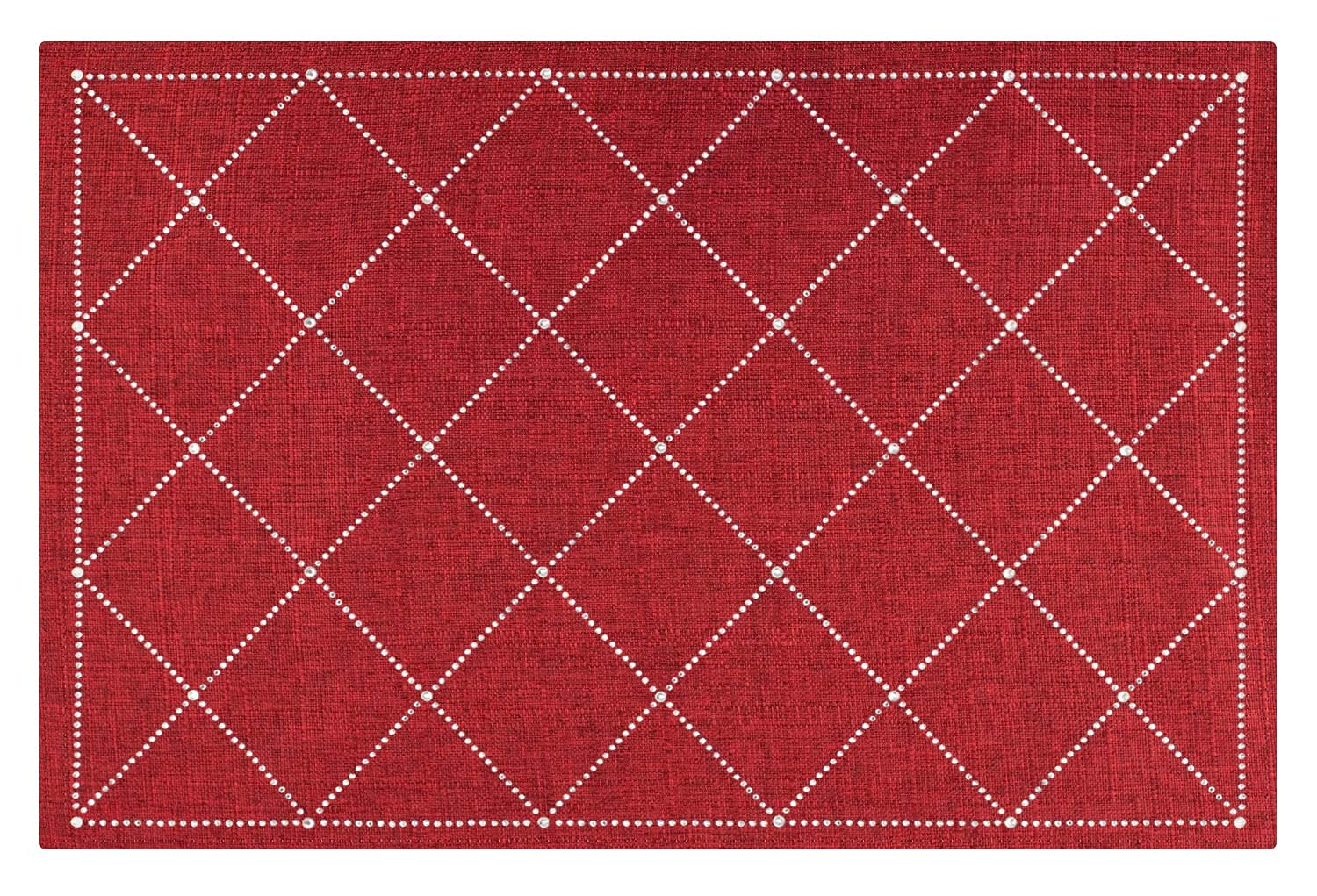 Sparkles Home Rhinestone X Placemat - Red Glitter Table Mat for Dining & Party Decor - Elegant Place Setting for Christmas, Wedding, and Special Occasions