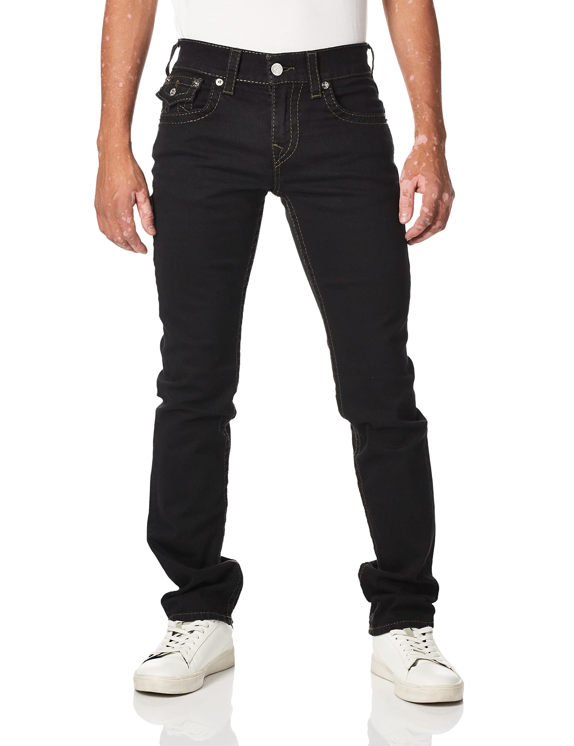 True Religion Men's Ricky Big T Straight Leg Jean with Back Flap Pockets - Premium Denim Pants for Casual & Streetwear Style | Perfect for Everyday Wear, Night Out & Urban Fashion