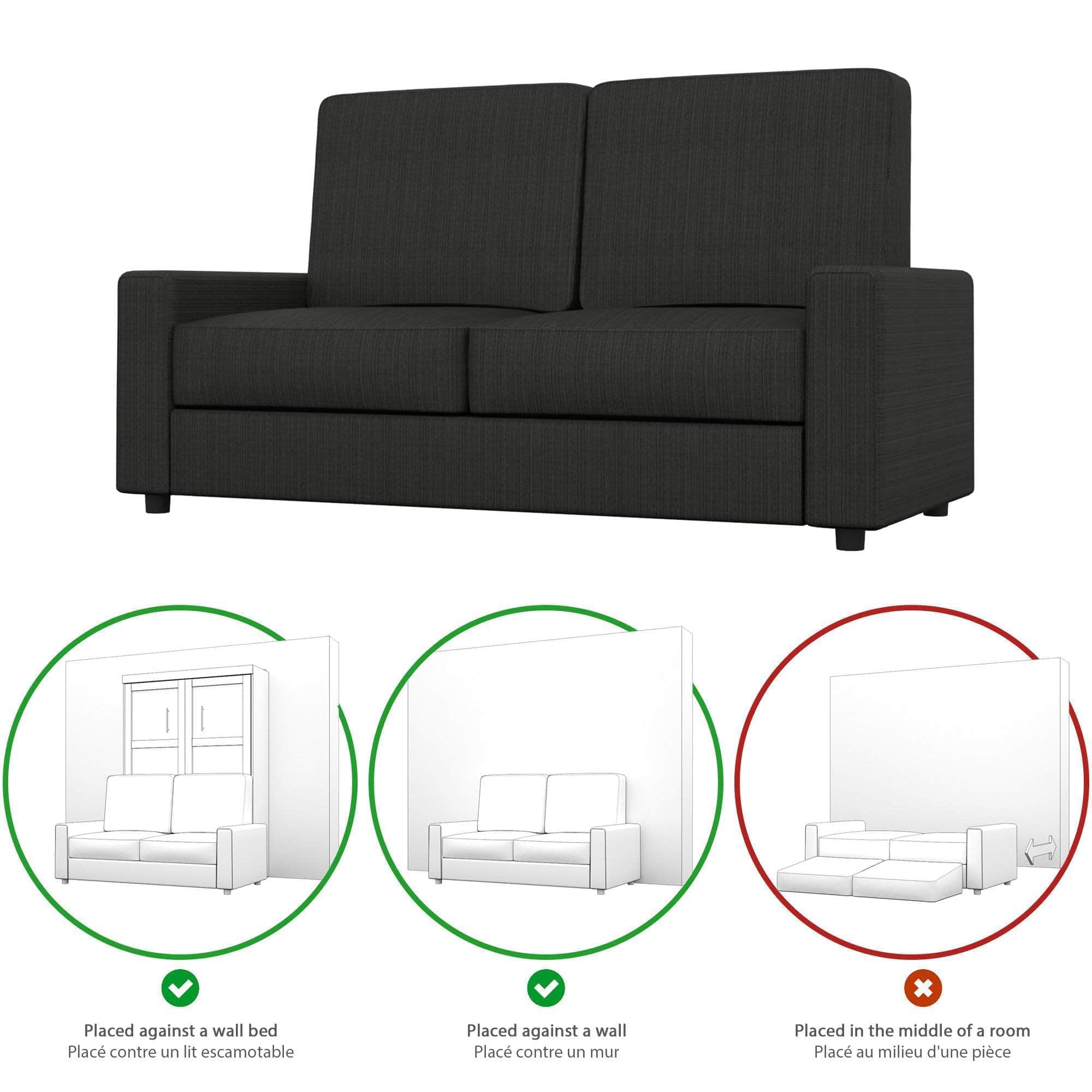 Universal Sofa for Full Murphy Bed (No Backrest) - Gray Convertible Couch for Small Spaces, Guest Room & Studio Apartments
