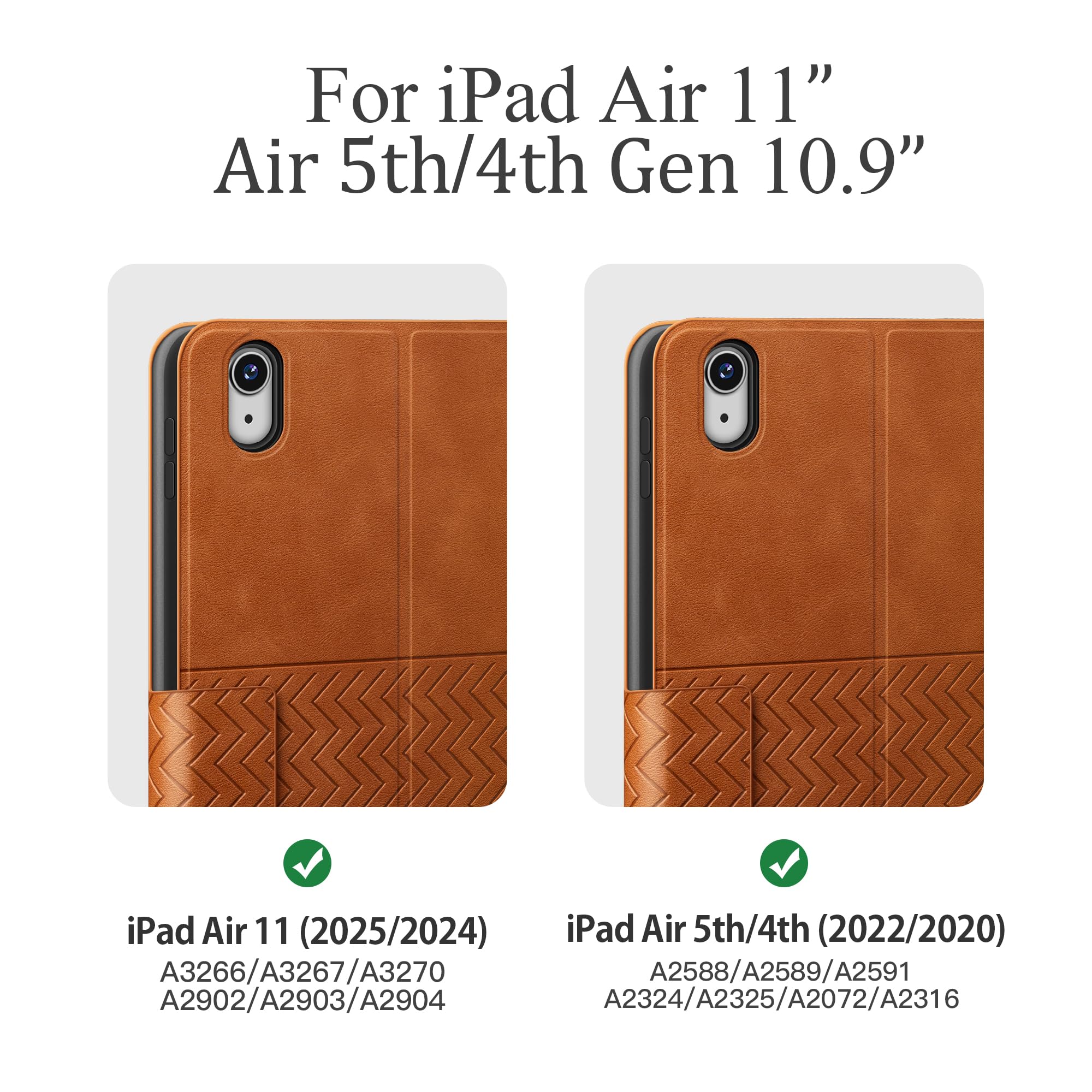 Premium Protective Case for iPad Air 11 Inch M3/M2 (2025/2024) & iPad Air 5th/4th Gen (2022/2020) - Shockproof Cover with Apple Pencil Holder, Auto Sleep/Wake, Adjustable Stand - Perfect for Work, Study & Travel (Brown)