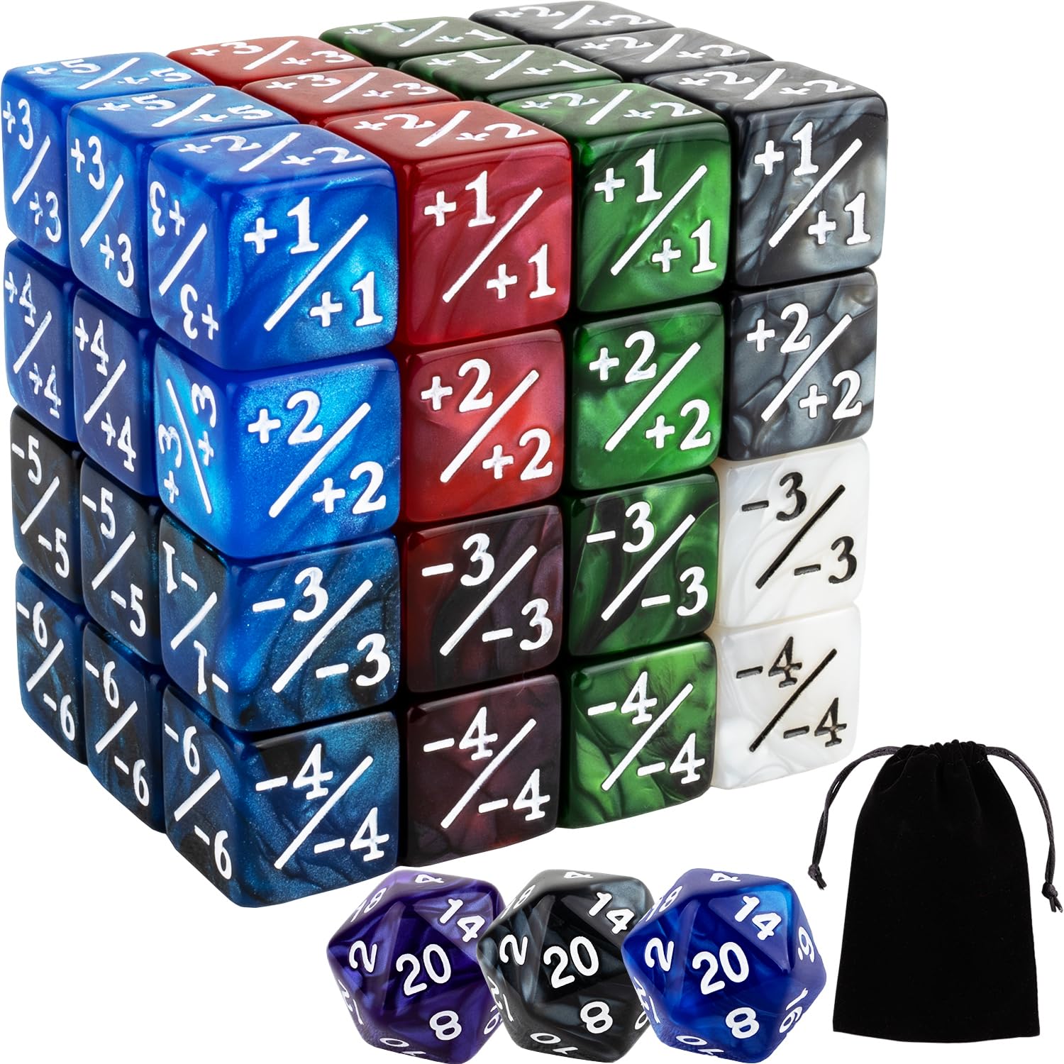 51-Piece MTG Counter Dice Set with +1/+1 Tokens & Life Counters - 6-Sided Dice for Magic: The Gathering, TCG, Card Games | Perfect for Game Nights, Tournaments & Strategy Sessions