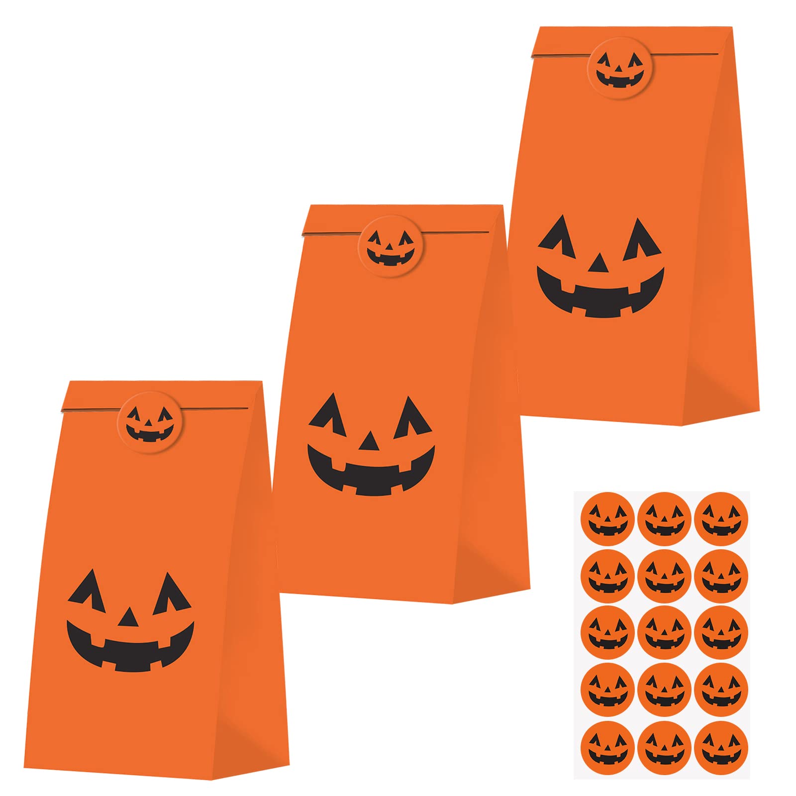 30-Pack Halloween Pumpkin Gift Bags - Trick or Treat Candy Bags for Kids & Adults | Pumpkin Decor, Party Favors & Goody Bags | Perfect for Halloween Parties, Classroom Treats & Pumpkin Decorations