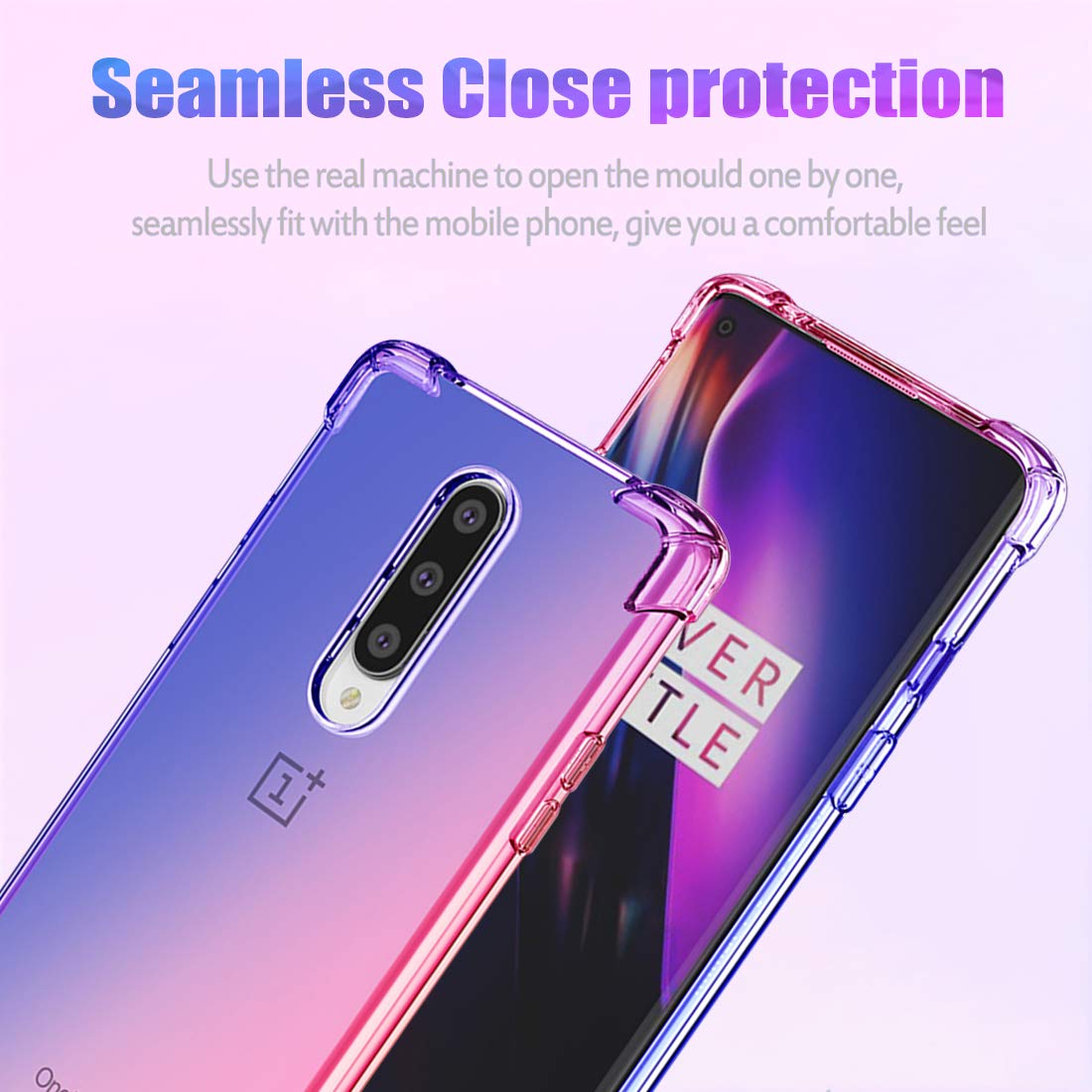 **OnePlus 8 Phone Case - Gradient Slim Clear TPU Shockproof Cover | Anti-Scratch & Durable Protection for OnePlus 8 (Blue/Pink) | Perfect for Everyday Use, Travel & Outdoor Activities**