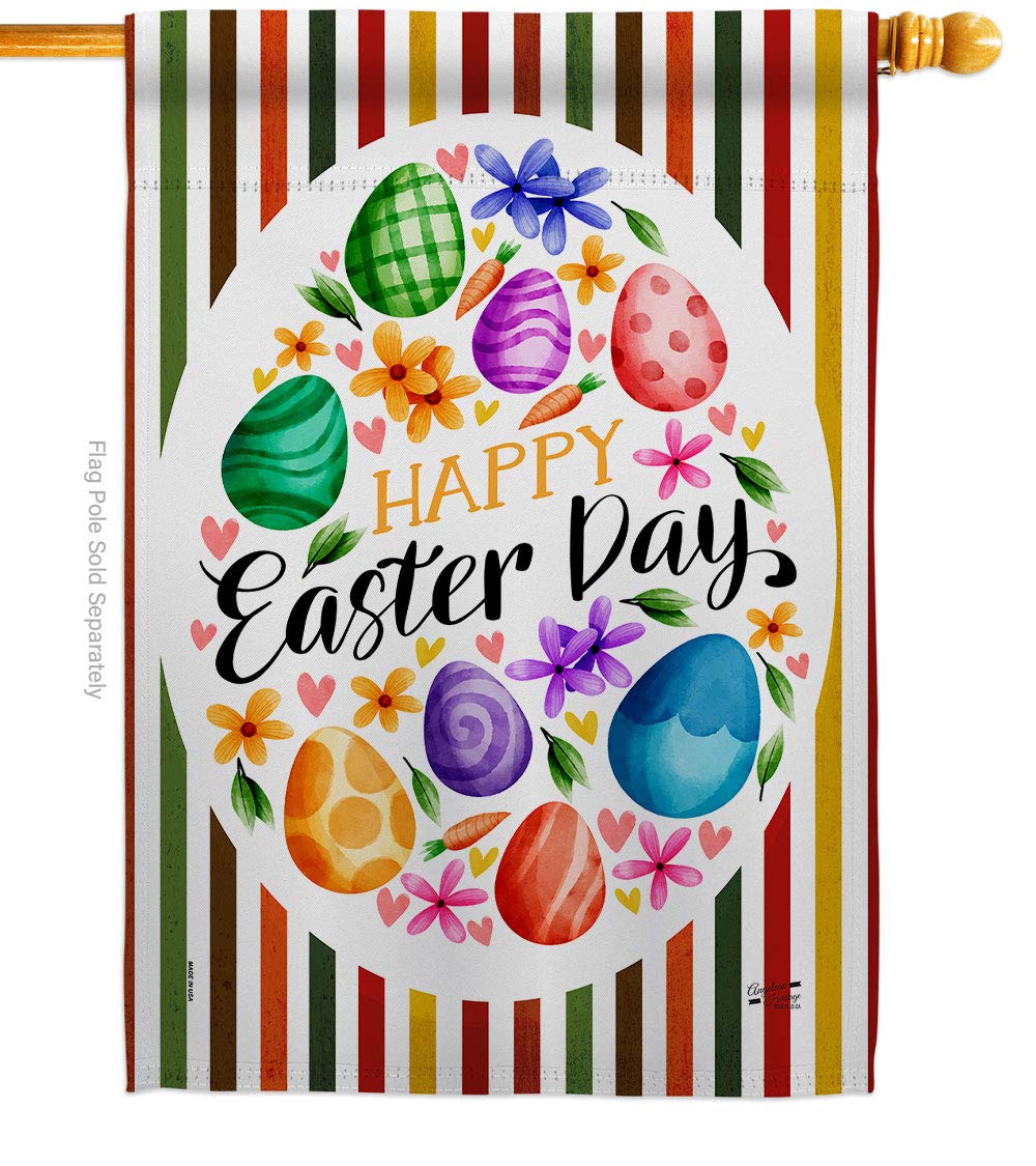 Double-Sided Easter Bunny Egg House Flag - 28x40 Inch Spring Holiday Decoration Made in USA | Christian Seasonal Yard Banner for Easter Celebrations & Outdoor Decor