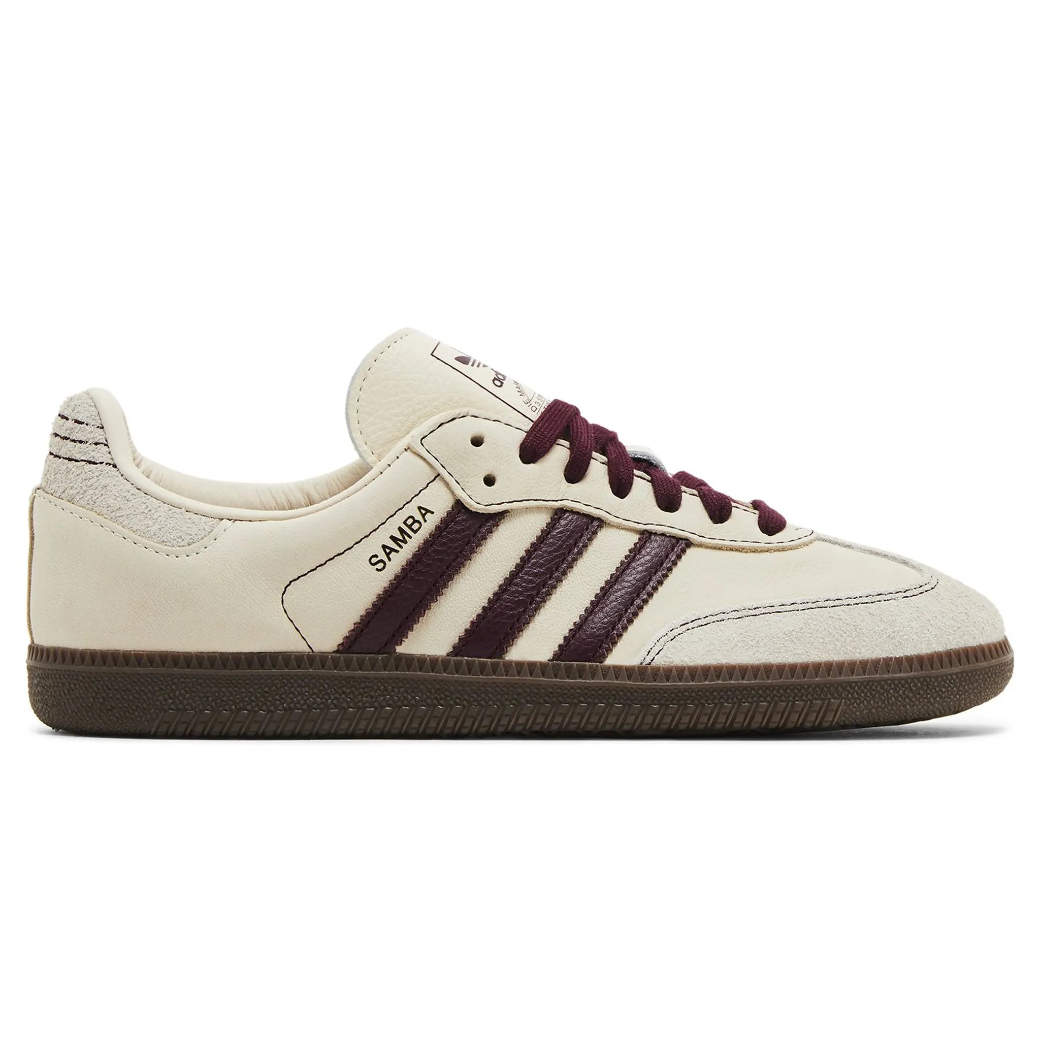 Adidas Samba OG Sneakers - Women's Wonder White & Maroon Classic Lifestyle Shoes for Casual Wear, Street Style & Everyday Comfort