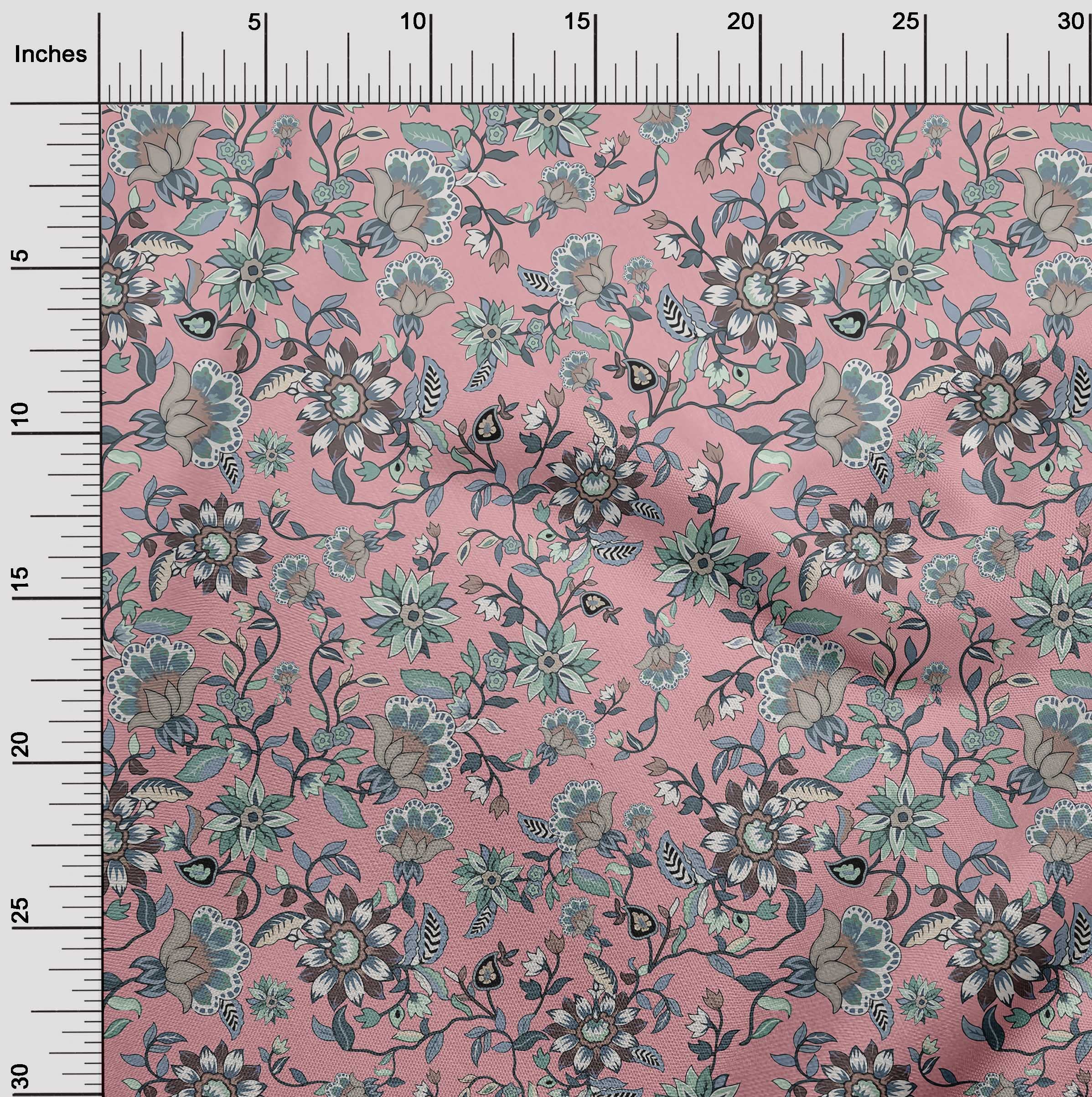 oneOone Cotton Jersey Light Pink Suzani Print Fabric by The Yard - 58 Inch Wide Soft Dress Material for DIY Asian-Inspired Clothing & Home Decor Projects