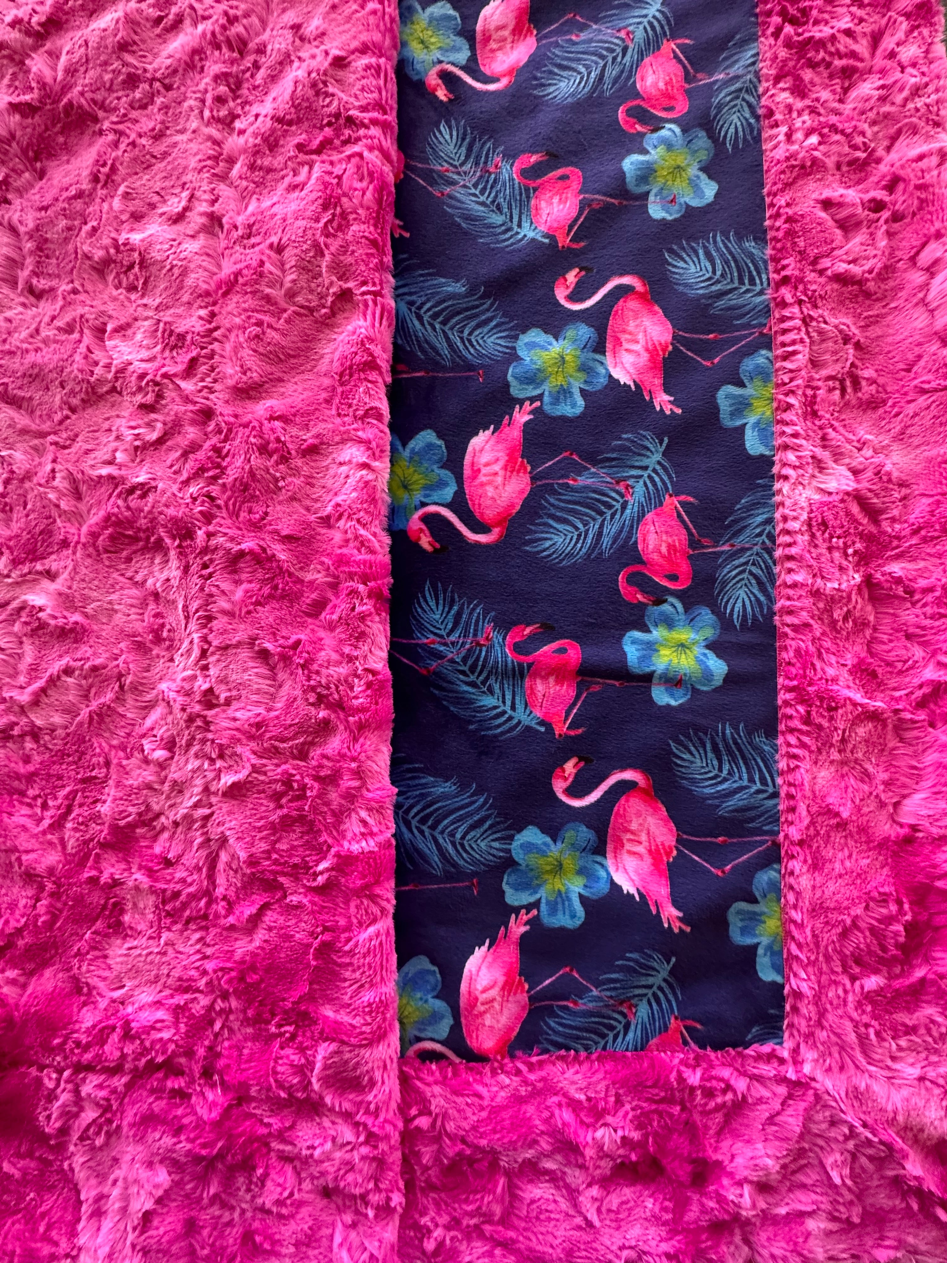 Flamingos on Magenta Galaxy Print - Soft Minky Blanket for Adults & Kids (54x66 Inches) - Cozy Throw for Travel, Nursery, or Home Decor