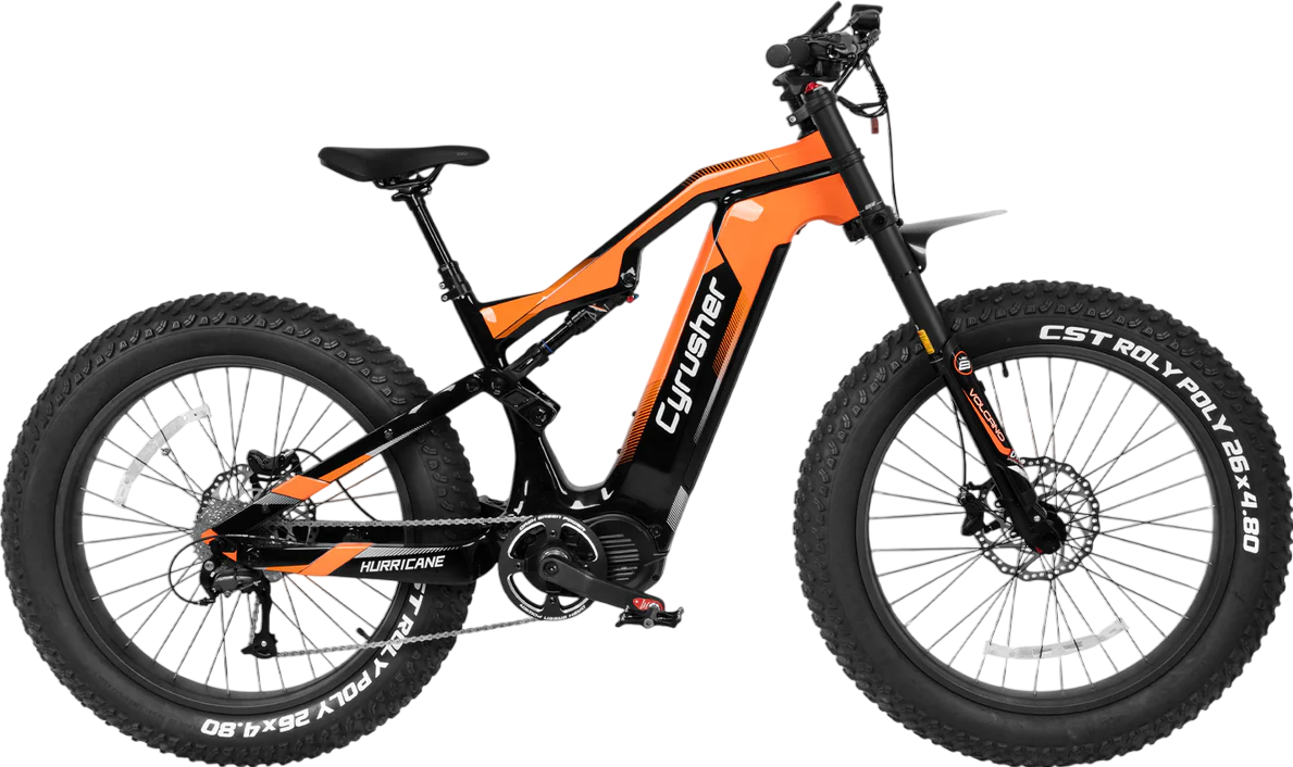 Cyrusher Hurricane 1000W Electric Bike - Carbon Fiber Frame, 25 MPH Top Speed, 55 Mile Range, Mid-Drive Motor - Perfect for Commuting, Off-Road Adventures & Urban Exploration