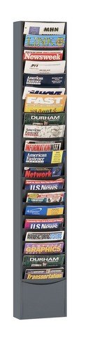 Durham 20-Pocket Vertical Literature Rack - Gray Wide Pocket Organizer for Brochures, Flyers & Magazines | Perfect for Offices, Schools & Waiting Rooms