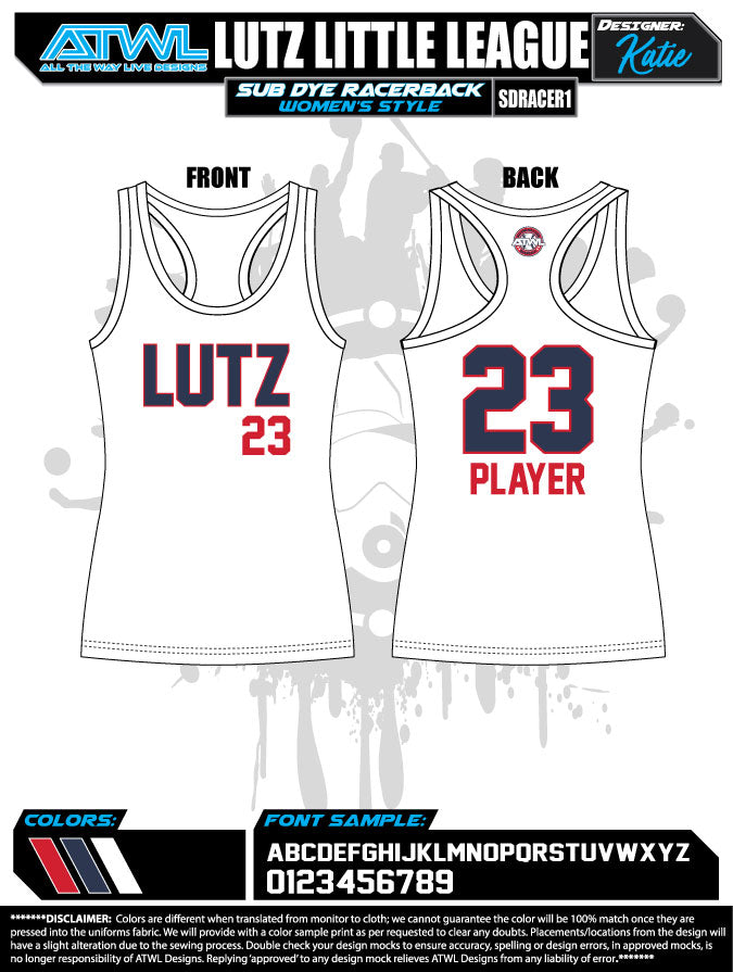 Lutz All Stars Sublimated Dye Women's Racerback Tank Top - Gym Workout & Yoga Activewear