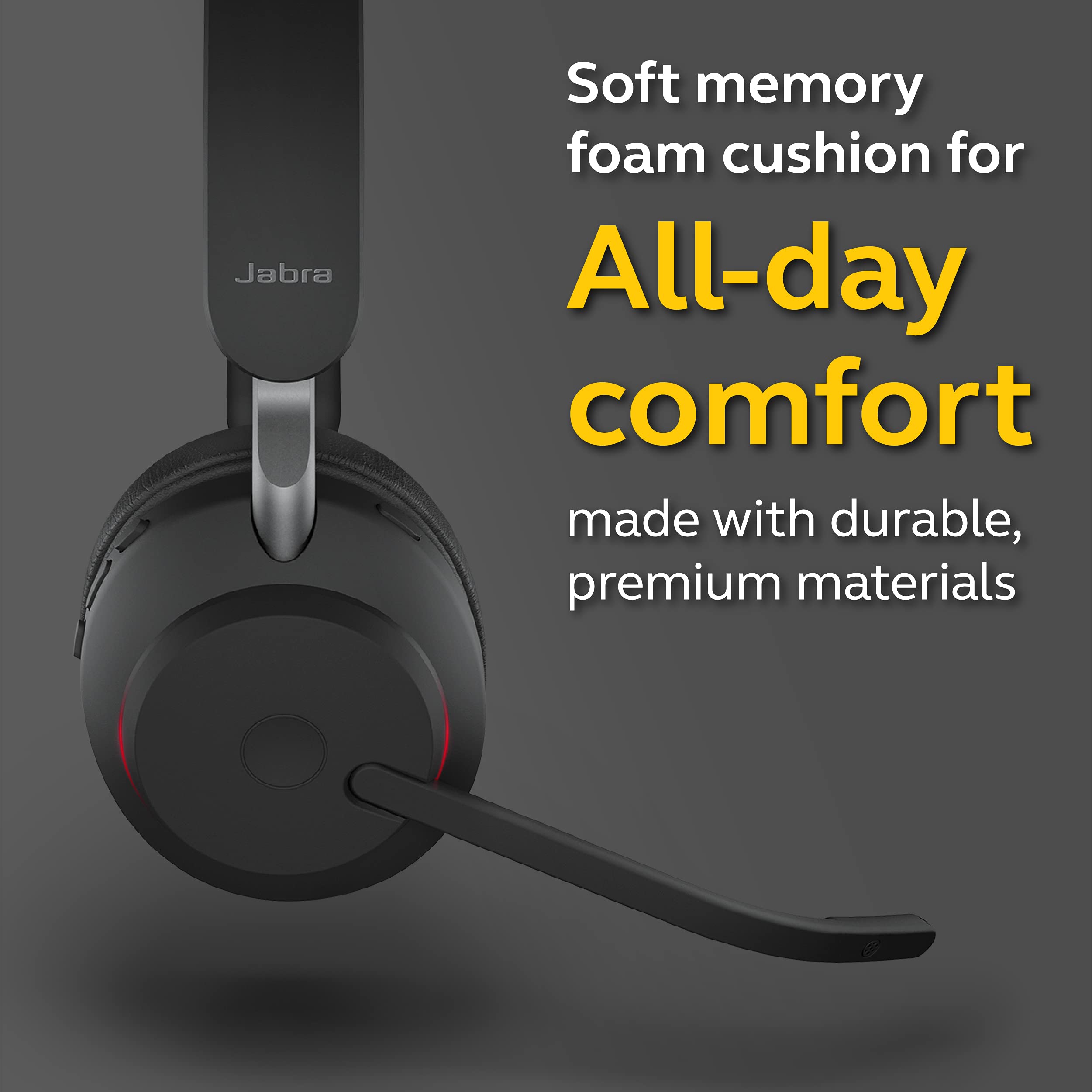 Jabra Evolve2 65 UC Wireless Mono Headset with Link380a (Black) - Bluetooth Headphones for Calls & Music, 37H Battery Life, Passive Noise Cancelling - Perfect for Office, Remote Work & Conference Calls