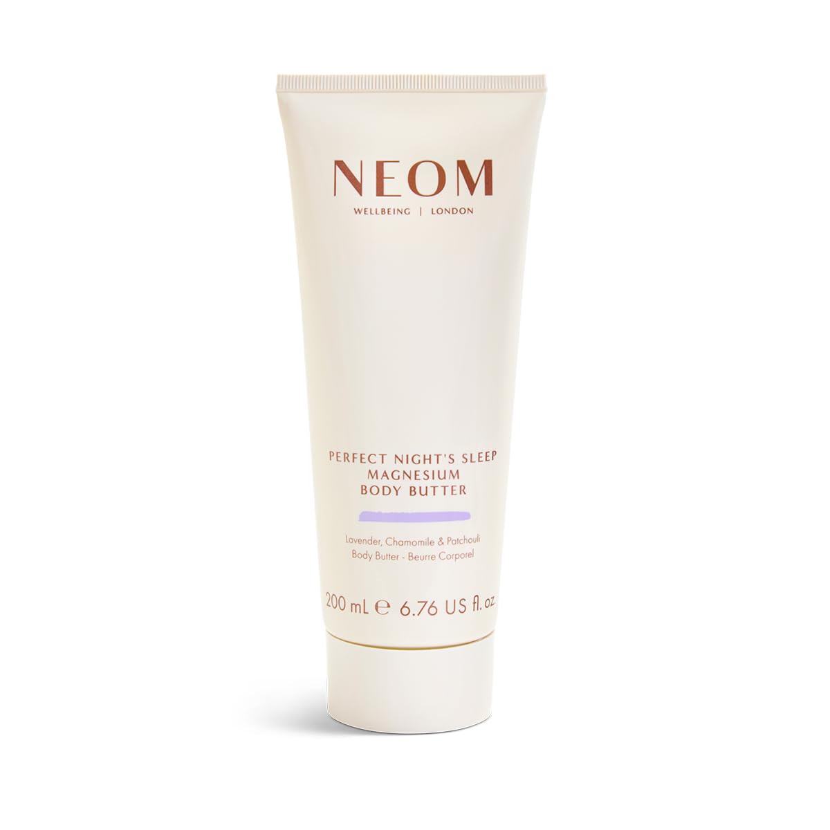 Neom Magnesium Body Butter - 6.76 Fl Oz (200ml) Lavender Chamomile Patchouli Sleep Lotion with Essential Oils | 100% Natural Fragrance for Relaxation & Soft Skin | Perfect Nighttime Moisturizer for Stress Relief & Better Sleep