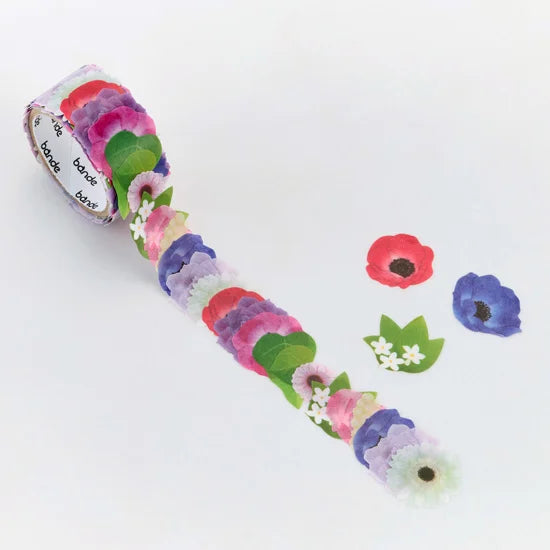 Anemone Bouquet Washi Roll Sticker Band - Floral Decorative Tape for Scrapbooking, Journaling, DIY Crafts, and Gift Wrapping - Perfect for Bullet Journals, Planners, and Home Decor