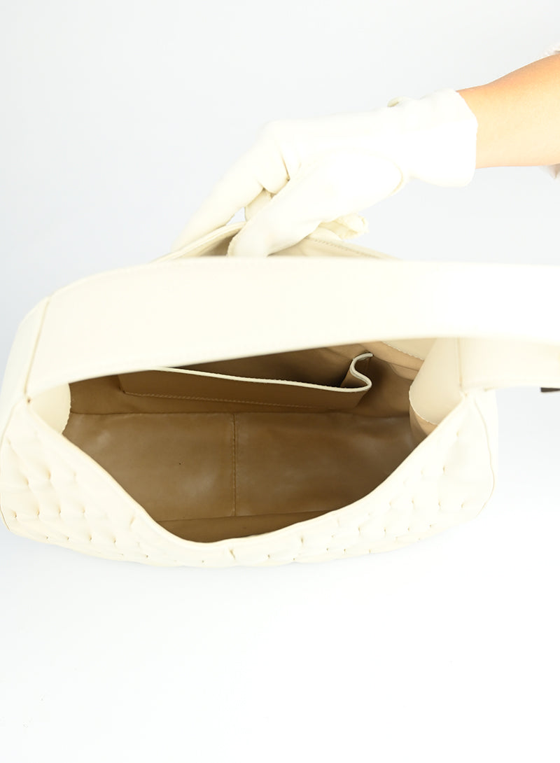 Versace Embossed Leather White Handbag for Women - Luxury Designer Purse for Parties, Work & Everyday Use
