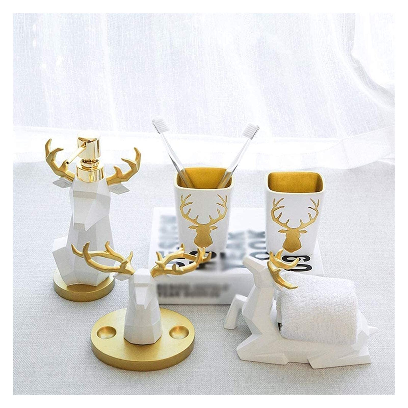 European Style Acrylic Soap Dispenser Set with Lotion Pump, Soap Dish & Toothbrush Holder - Luxury Bathroom Accessories for Hotel, Home Decor & Spa Gift Set - Perfect for Guest Bathrooms, Master Suites & Spa Retreats