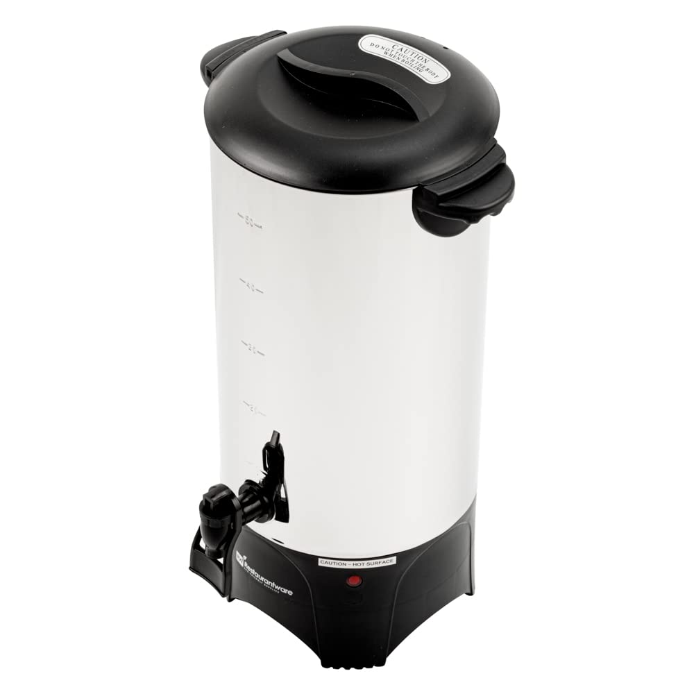 Restaurantware Restpresso 230oz (6.8L) Commercial Coffee Dispenser - Large Stainless Steel Coffee Urn with No-Drip Spigot & Sight Gauge - 120V/1000W (Serves 46 Cups) - Perfect for Restaurants, Cafes, Catering & Office Break Rooms