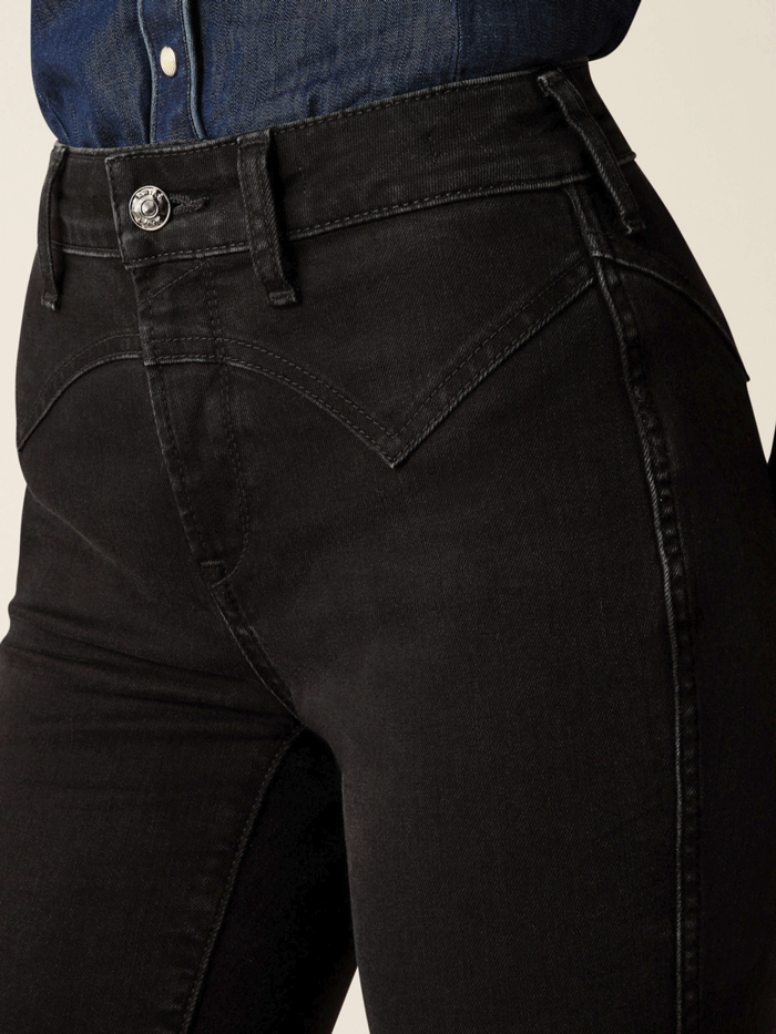 Ariat Women's High Rise Dixie Slim Trouser Jeans - Valencia Black | Comfortable Stretch Denim Pants for Work, Riding & Casual Wear