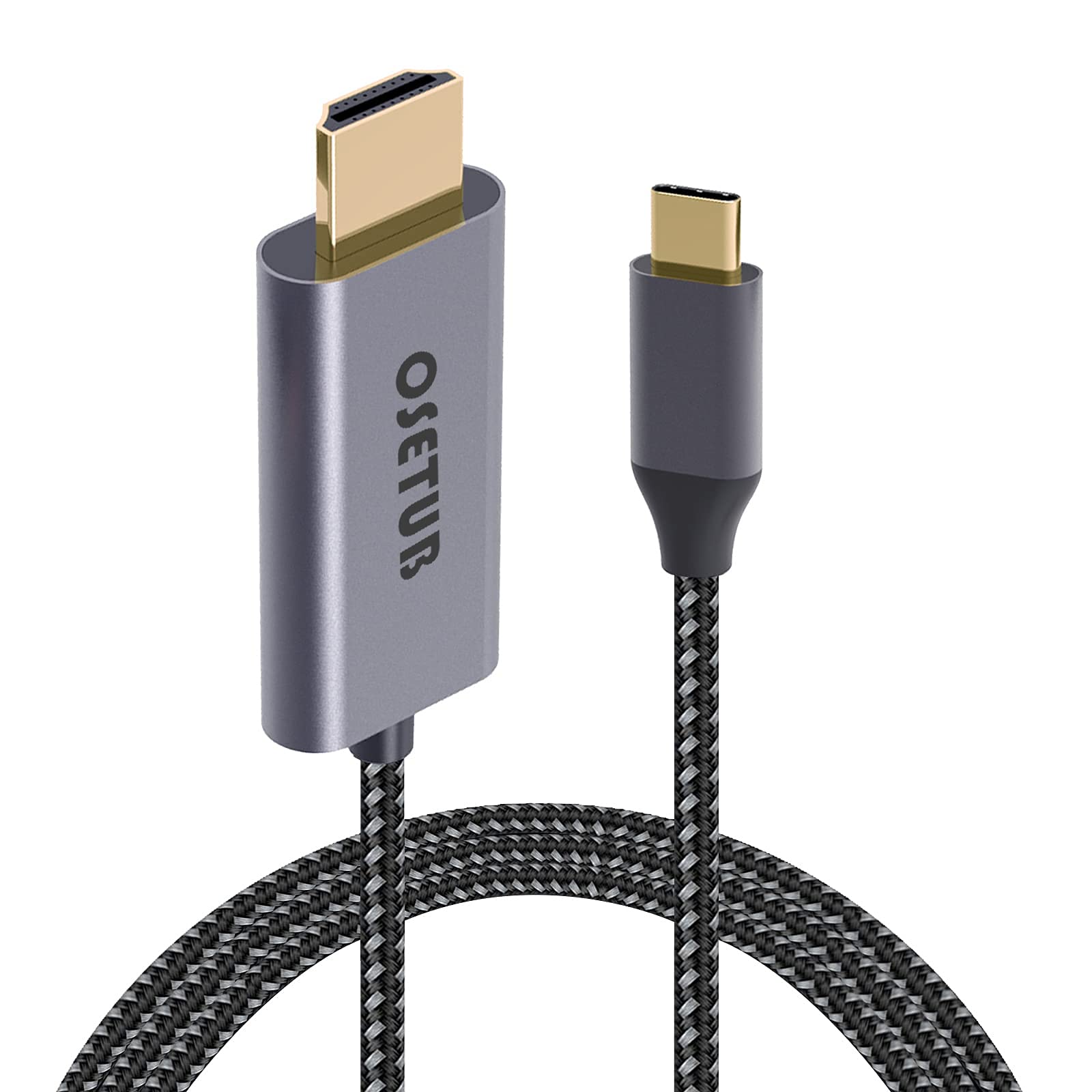 Premium 6ft USB C to HDMI Cable 4K 60Hz - High Speed Braided Nylon Cord - Compatible with MacBook Pro/Air, iPad Pro, Samsung Galaxy S9/S10, Dell, HP, Lenovo, ASUS Chromebook - Perfect for Home Office, Gaming & 4K TV Streaming