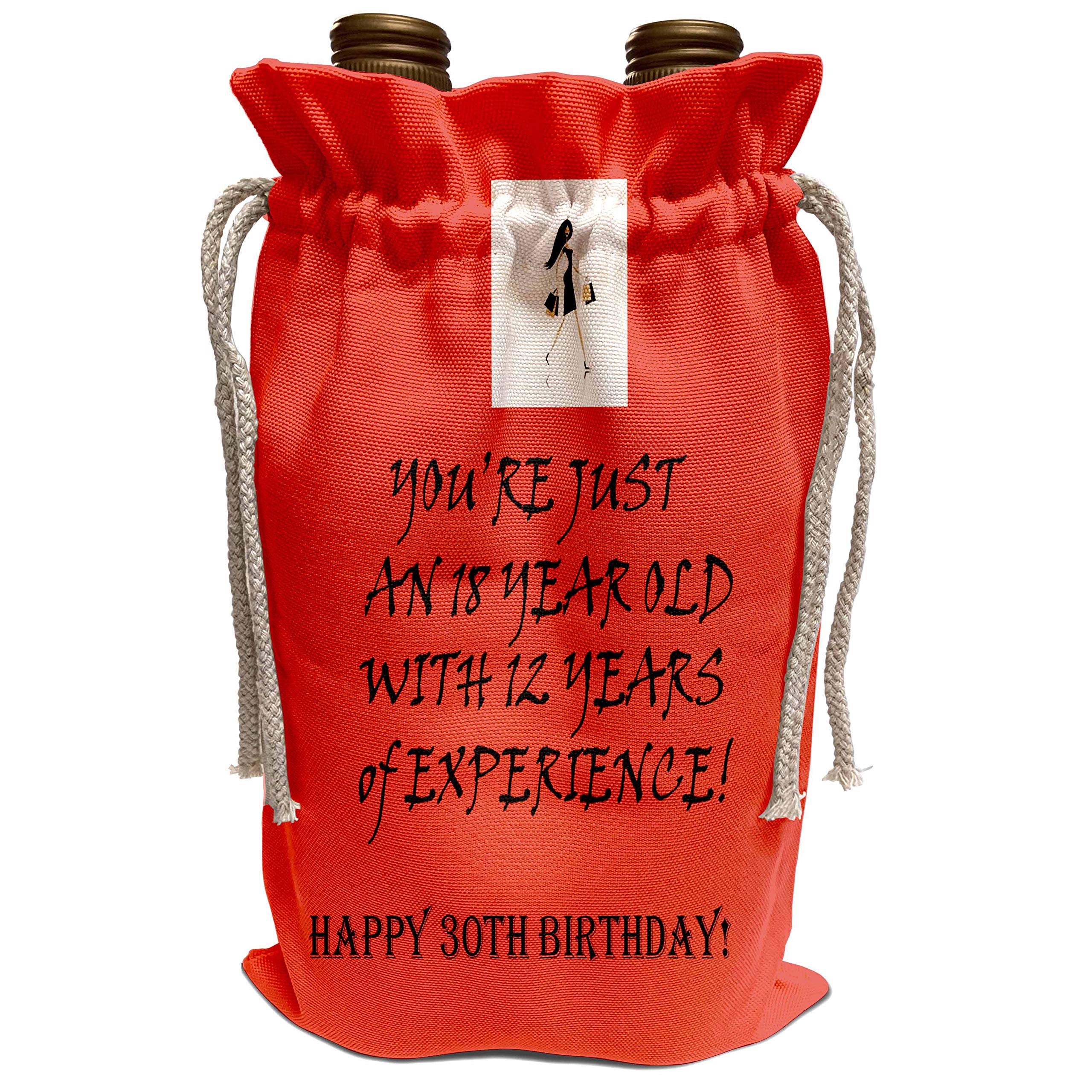 3D Rose RinaPiro Happy 30th Birthday Wine Bag - Funny Red Birthday Quote Gift for Women - Perfect for Birthday Parties, Wine Lovers & 30th Birthday Celebrations
