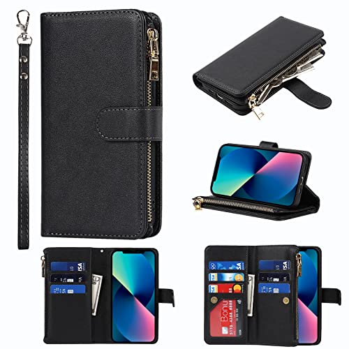 9 Card Slots Zipper Black