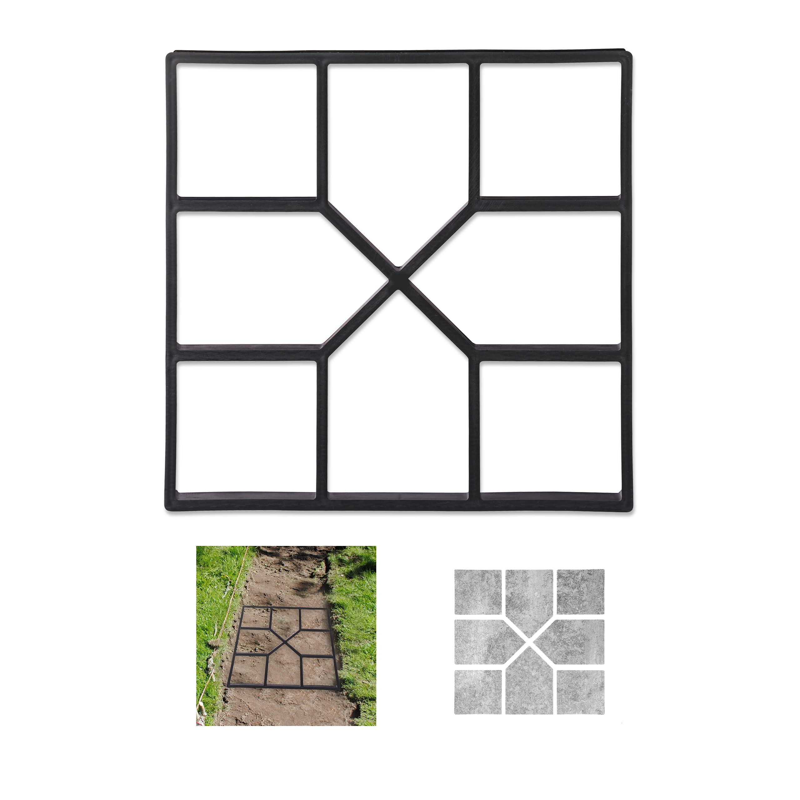 40x40cm Square Concrete Mould Form - DIY Cement Path Paving Pattern Maker for Garden Walkway, Patio & Driveway Decoration
