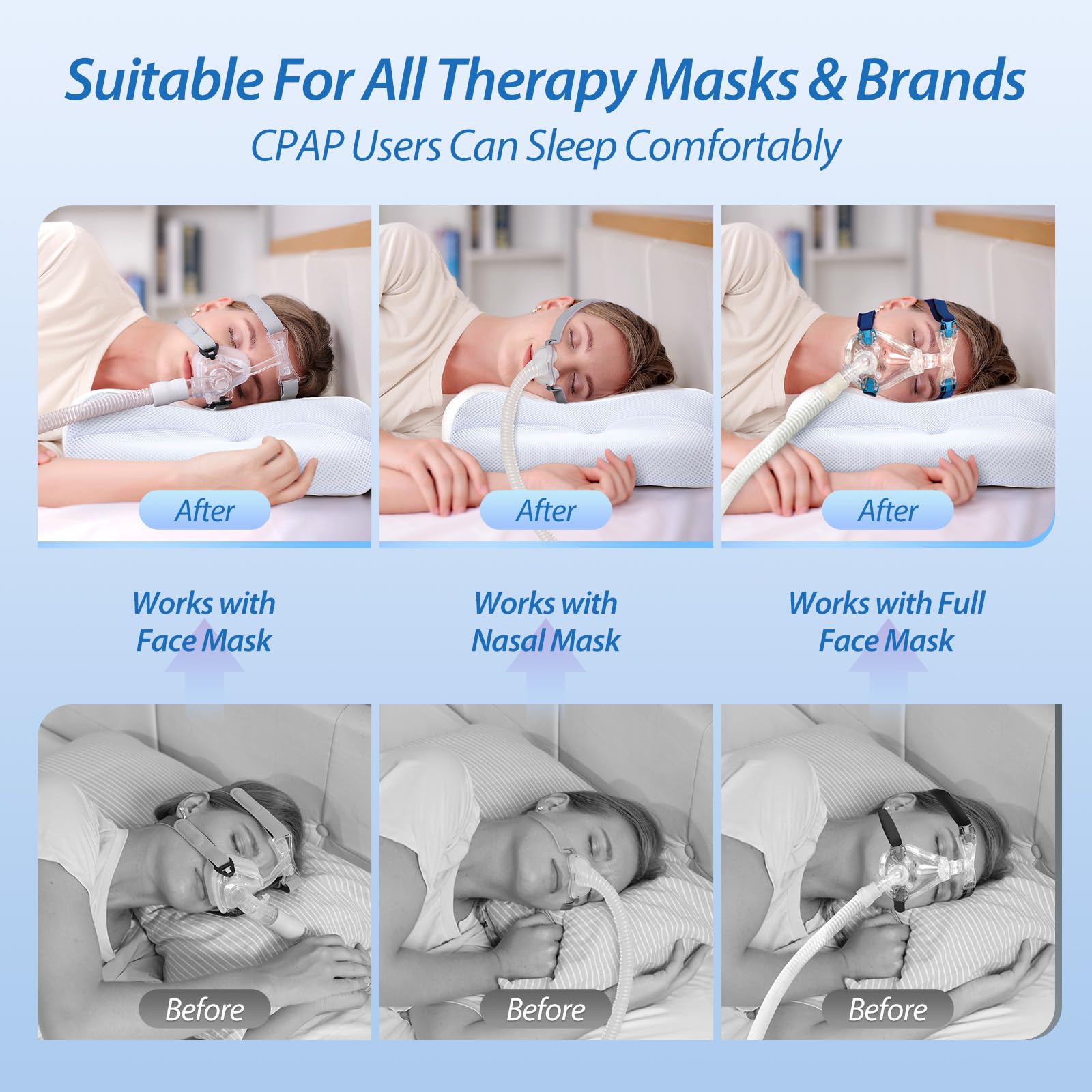 HOMCA CPAP Pillow for Side Sleepers - Reduces Air Leaks & Neck Pain - Perfect for CPAP Mask Users