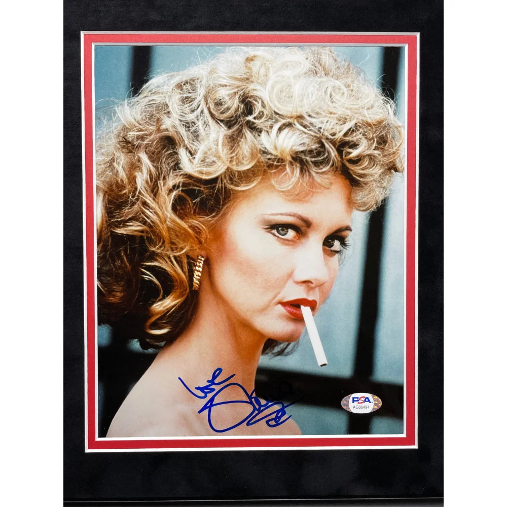 Olivia Newton-John & John Travolta Grease Signed 8x10 Photo Collage - Framed Memorabilia with PSA COA - Perfect for Movie Fans, Collectors & Home Theater Decor