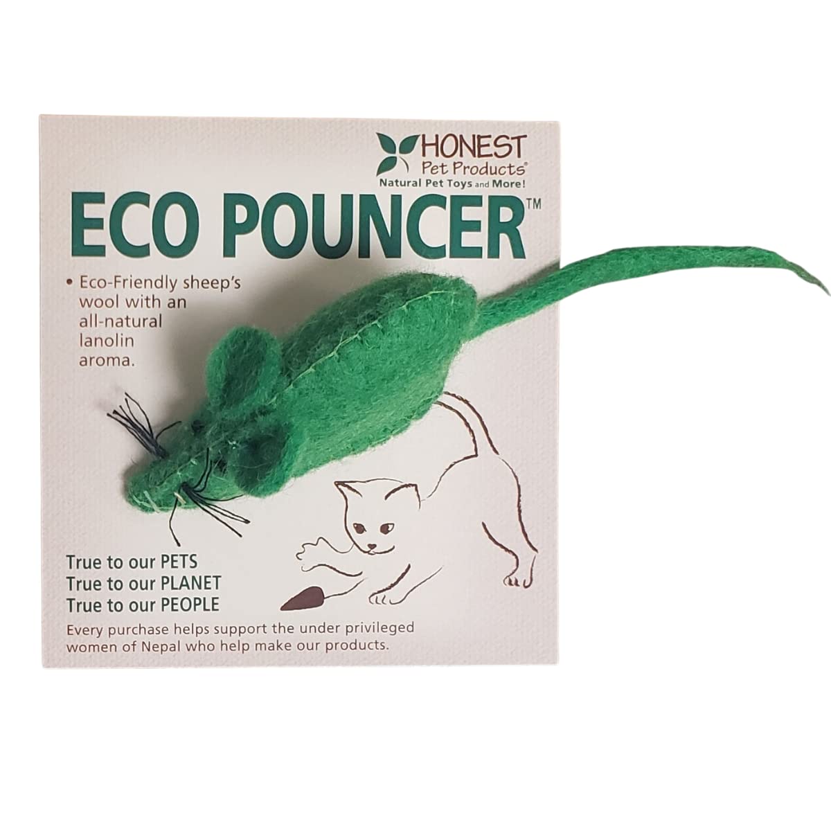 Eco Pouncer Natural Cat Toy - Safe & Sustainable Wool Cat Teaser for Interactive or Solo Play | Non-Toxic, Chemical-Free Pet Accessories | Perfect for Indoor Cats, Kittens, and Playtime Enrichment