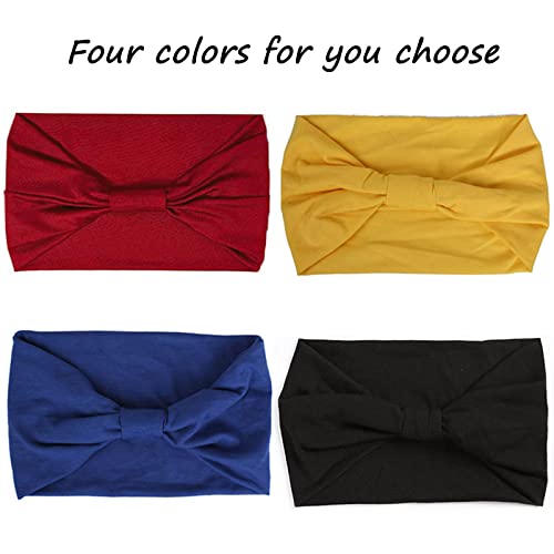 Headbands Color-4 Pcs Navy Blue,Yellow, Dark Red, Black