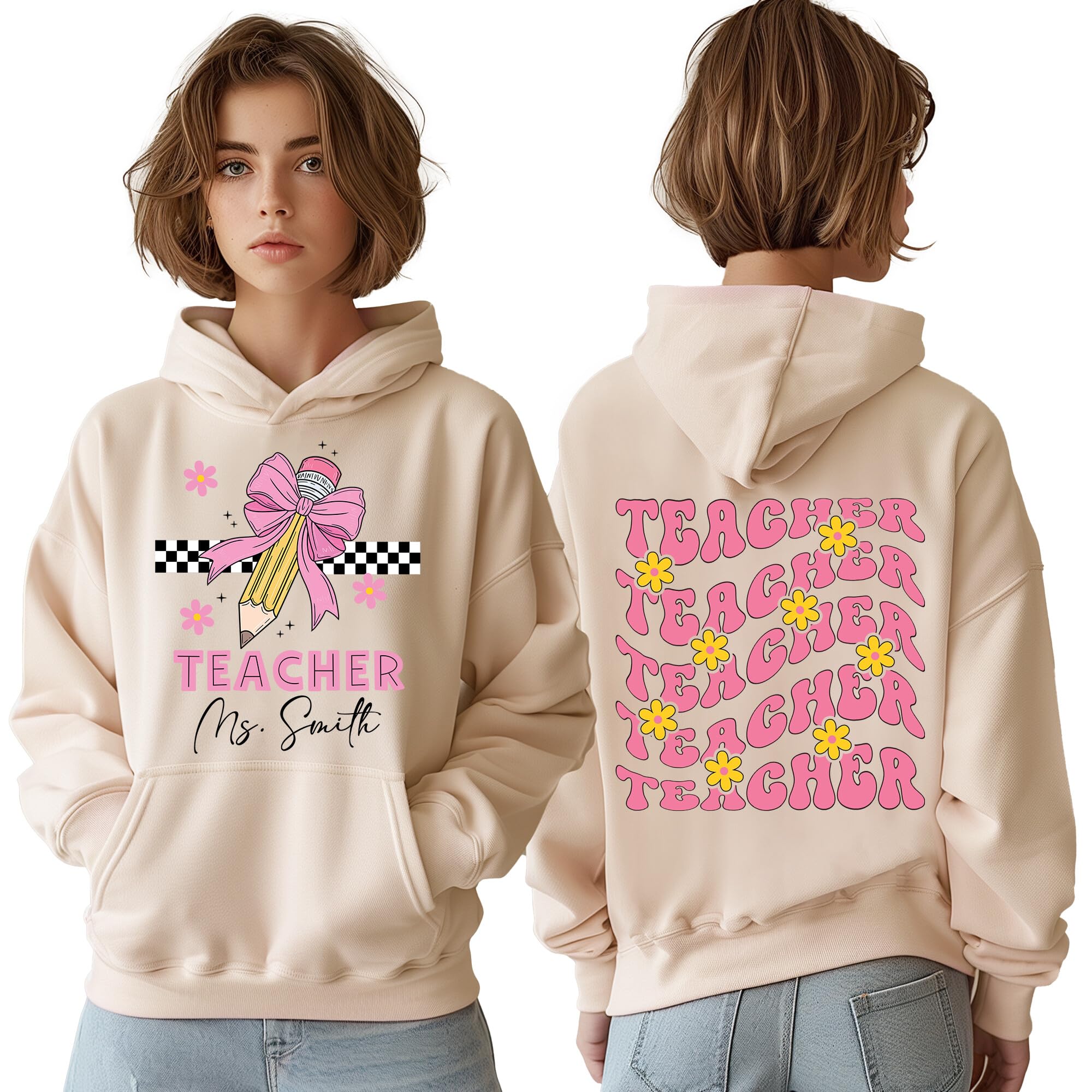 Custom Personalized Teacher T-Shirt for Women with Name - Cute & Comfortable Teacher Appreciation Gift - Perfect for Classroom, School Events & Teacher's Day