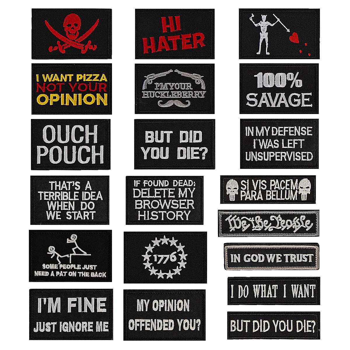 20 Pieces Tactical Morale Embroidery Patches - Military Funny Embroidered Appliques for Tactical Gear, Jackets & Backpacks - Perfect for Outdoor Adventures, Airsoft & Military Enthusiasts