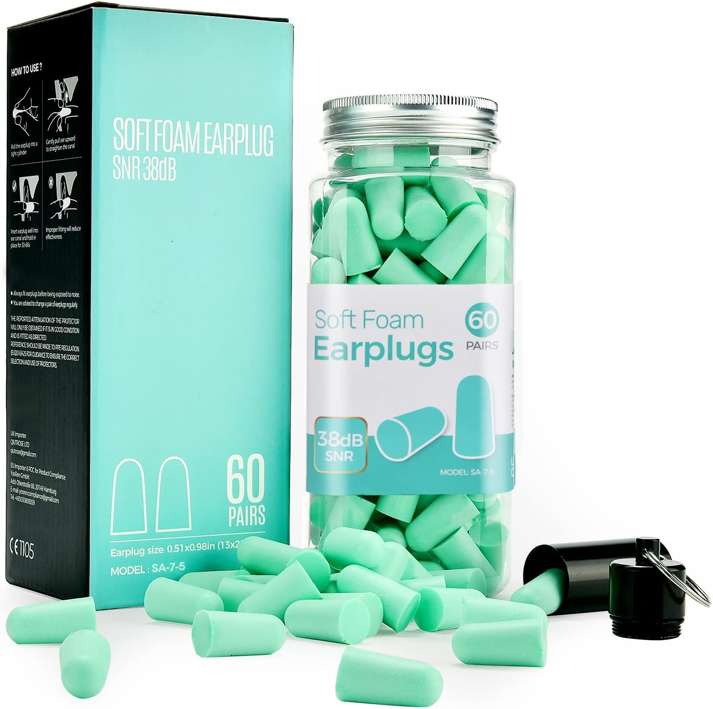 MPOW HP133B Ultra Soft Foam Earplugs - 60 Pairs Noise Cancelling Ear Plugs with 38dB SNR for Sleeping, Studying, Travel & Work - Comfortable & Reusable Hearing Protection